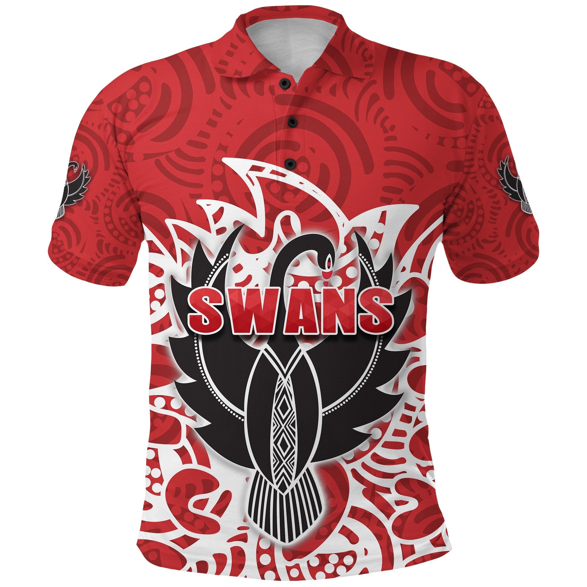 Sydney Polo Shirt Simple Indigenous Swans - Vibe Hoodie Shop