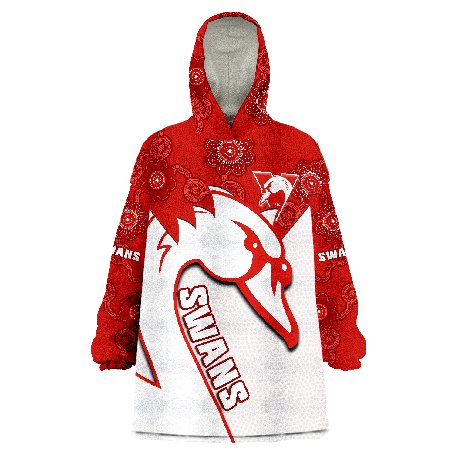 Sydney Football Swans 1874 Dot Painting Artsy Wearable Blanket Hoodie - Vibe Hoodie Shop