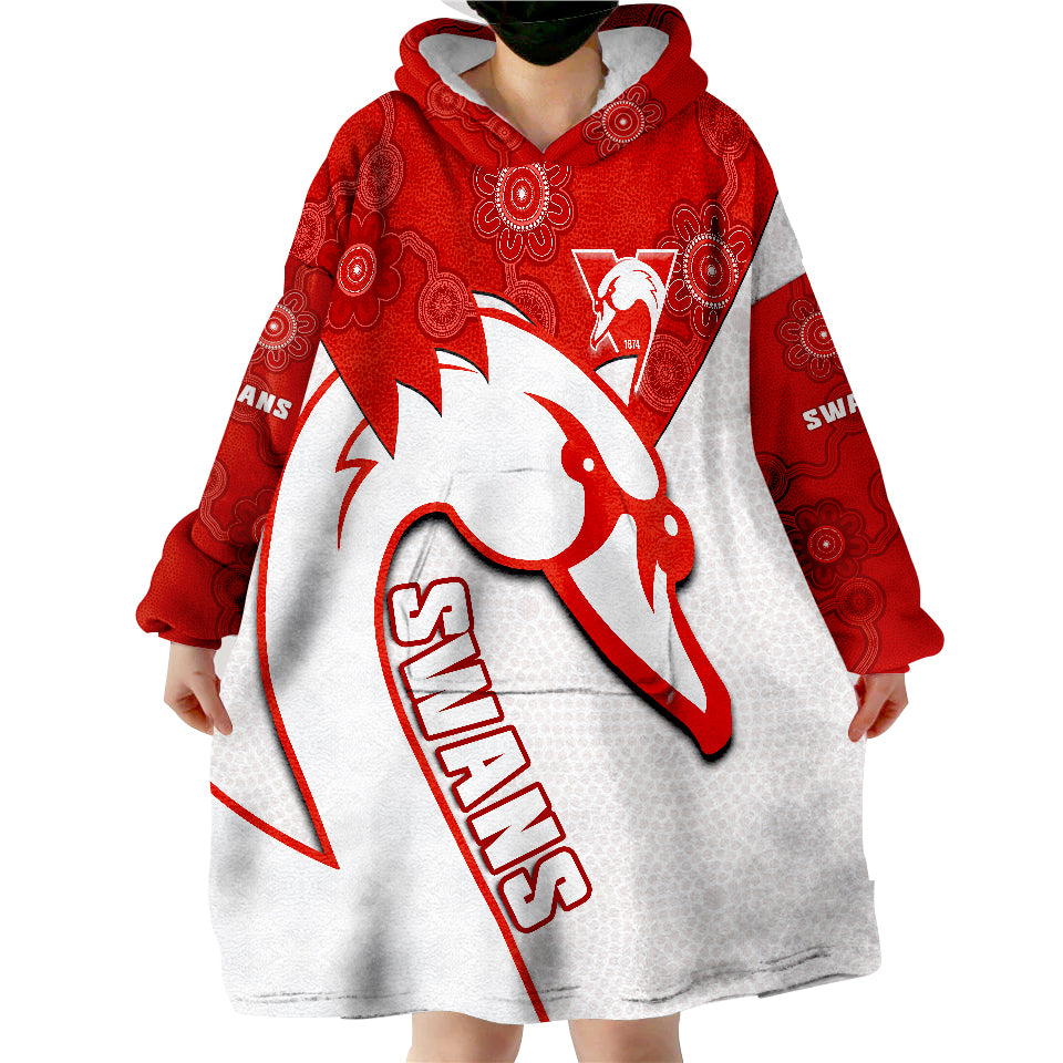 Sydney Football Swans 1874 Dot Painting Artsy Wearable Blanket Hoodie - Vibe Hoodie Shop