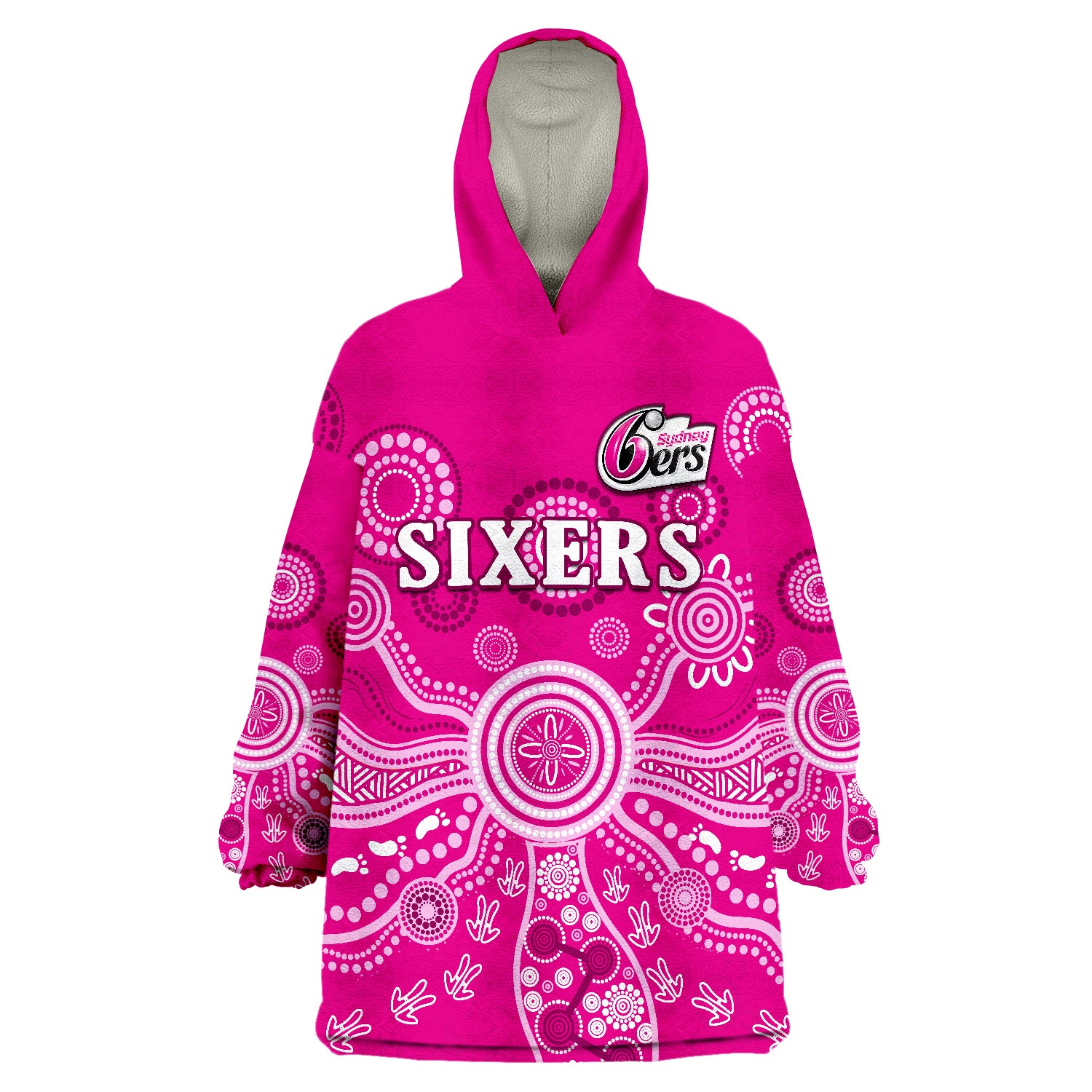Sydney Sixers Cricket Indigenous Australian Art Ver.01 Wearable Blanket Hoodie - Vibe Hoodie Shop