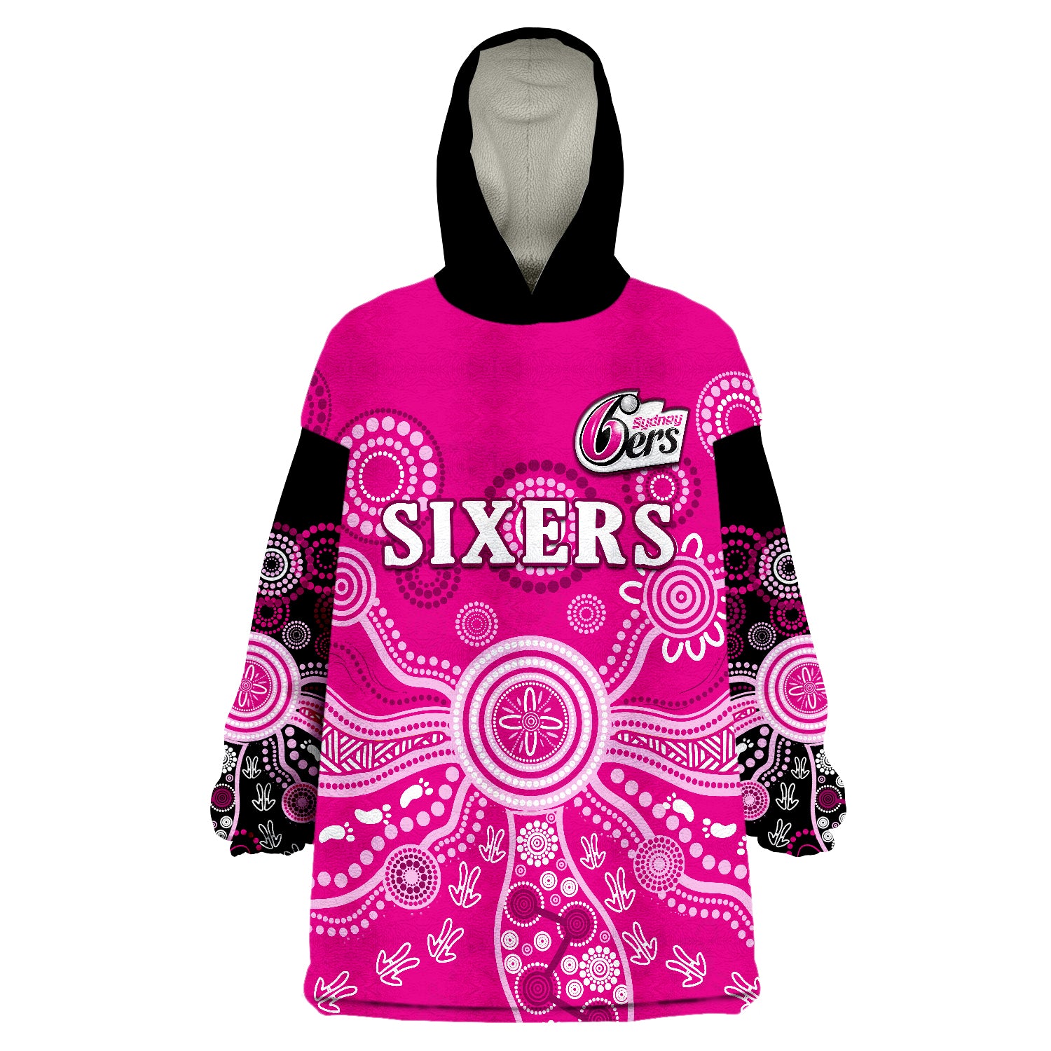 Sydney Sixers Cricket Indigenous Australian Art Ver.02 Wearable Blanket Hoodie - Vibe Hoodie Shop