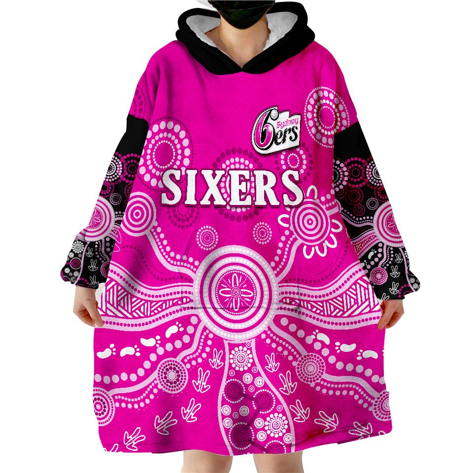 Sydney Sixers Cricket Indigenous Australian Art Ver.02 Wearable Blanket Hoodie - Vibe Hoodie Shop