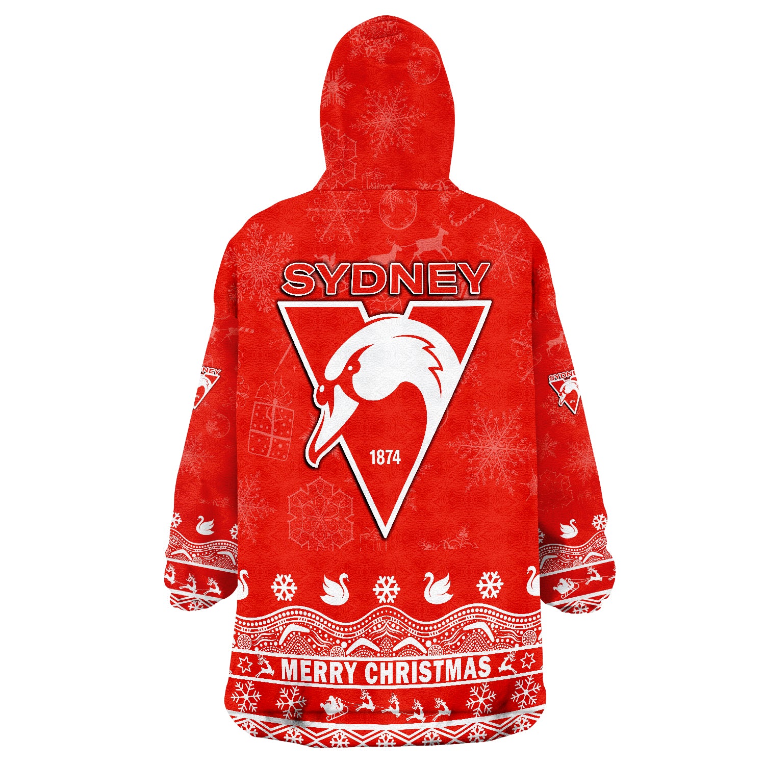 Sydney Swans Unique Winter Season Swans Merry Christmas Wearable Blanket Hoodie - Vibe Hoodie Shop