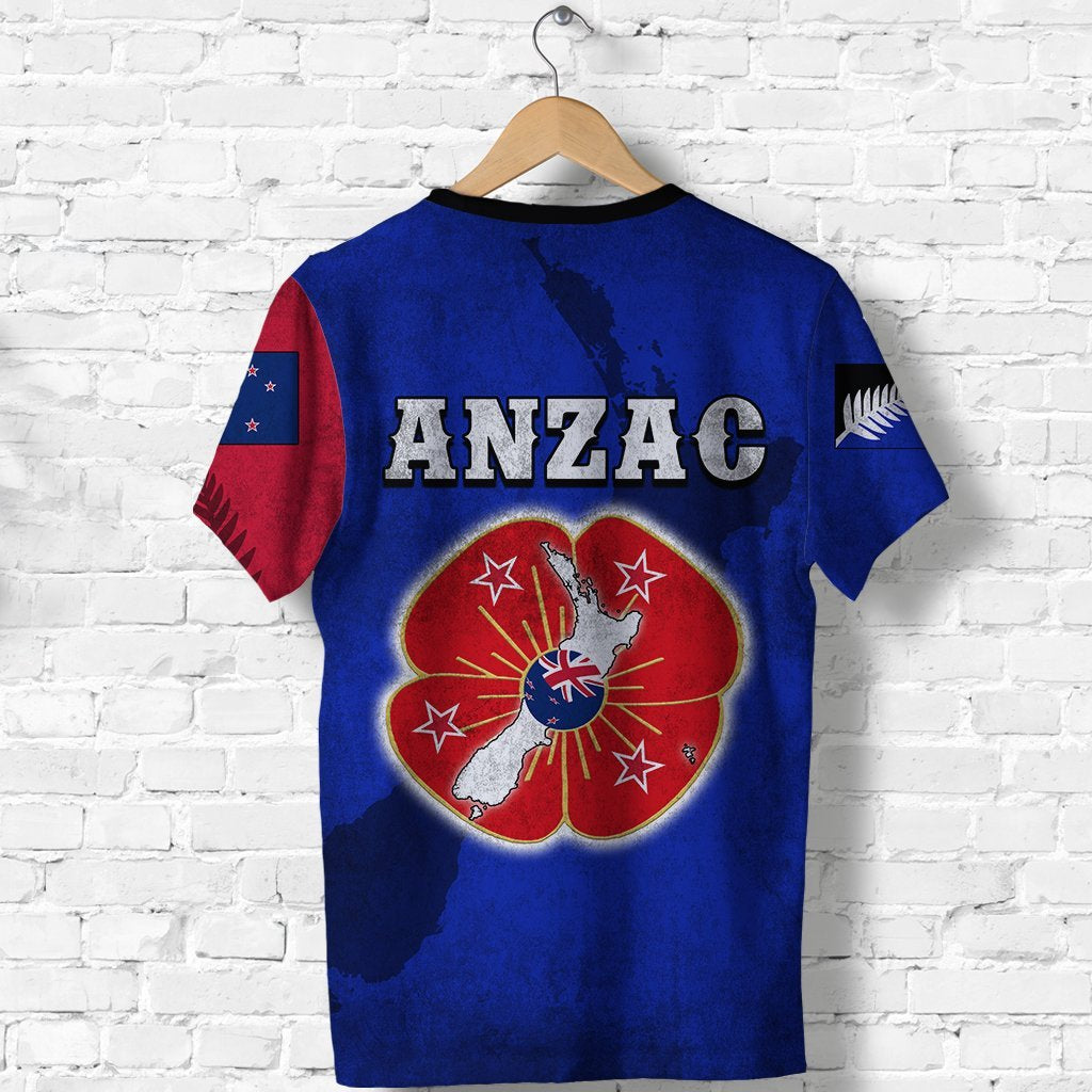 ANZAC New Zealand T shirt Lest We Forget Blue - Road to Peace - Vibe Hoodie Shop