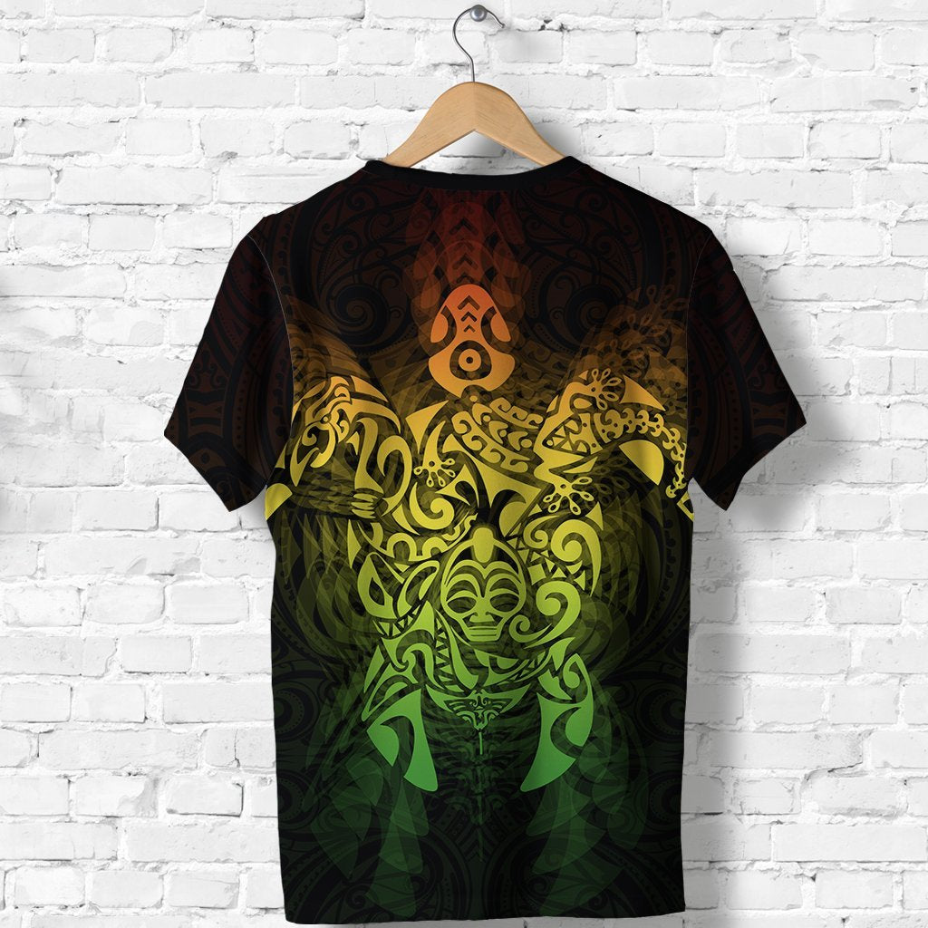 New Zealand Maori Shirt, Wairua Tattoo Turtle T shirt - Rasta - Vibe Hoodie Shop