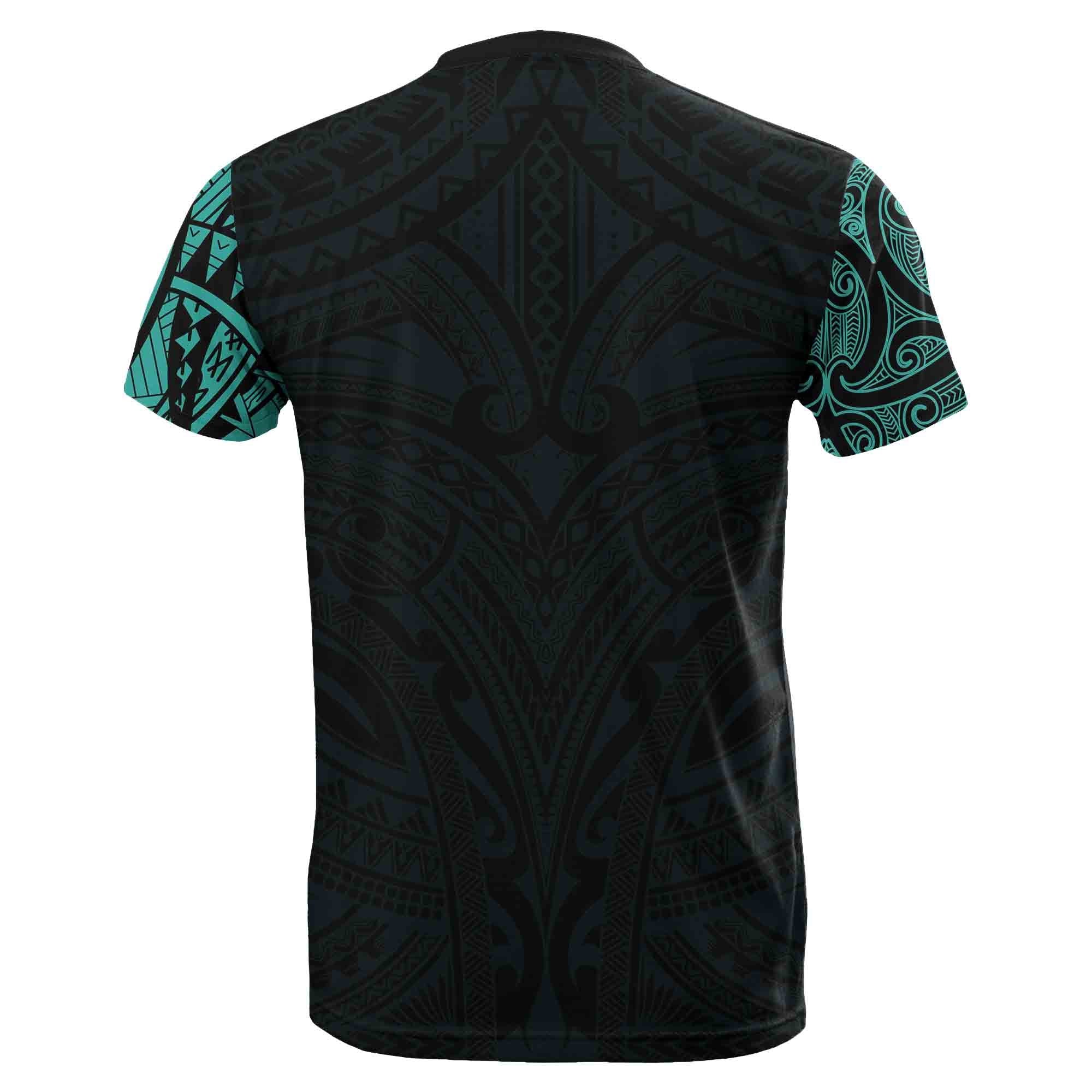 New Zealand T shirt, Maori Polynesian Tattoo Turquoise - Vibe Hoodie Shop