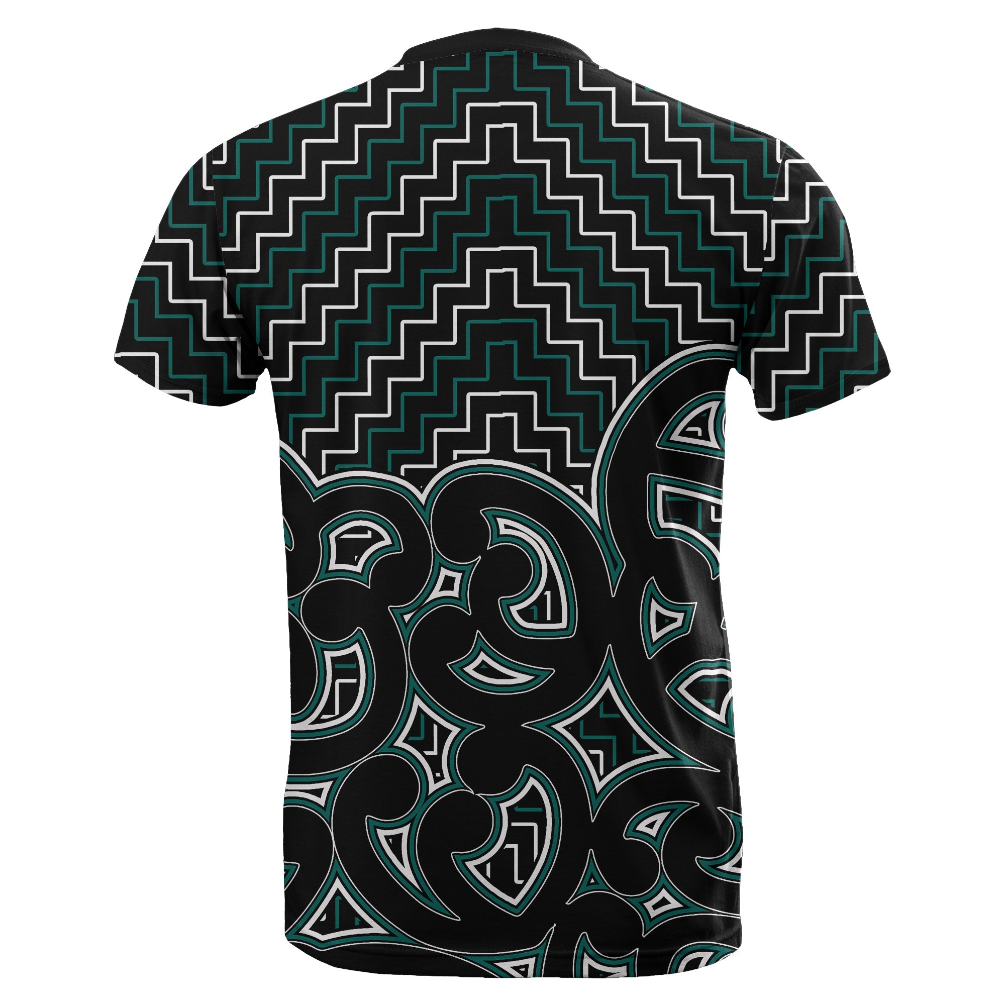 New Zealand T shirt Maori Graphic Tee patterns Green - Vibe Hoodie Shop