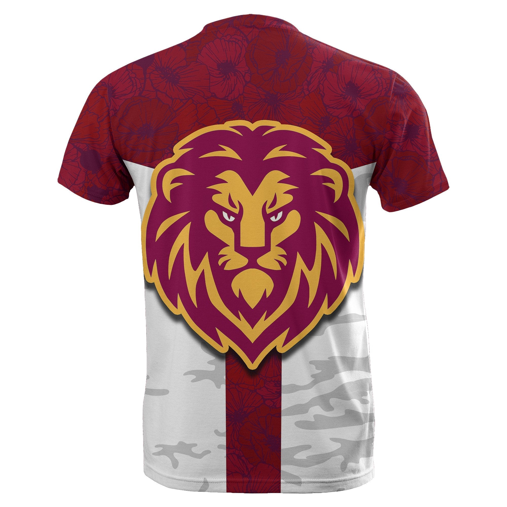 Brisbane Lions T shirt ANZAC Day Poppy Flowers Style - Vibe Hoodie Shop