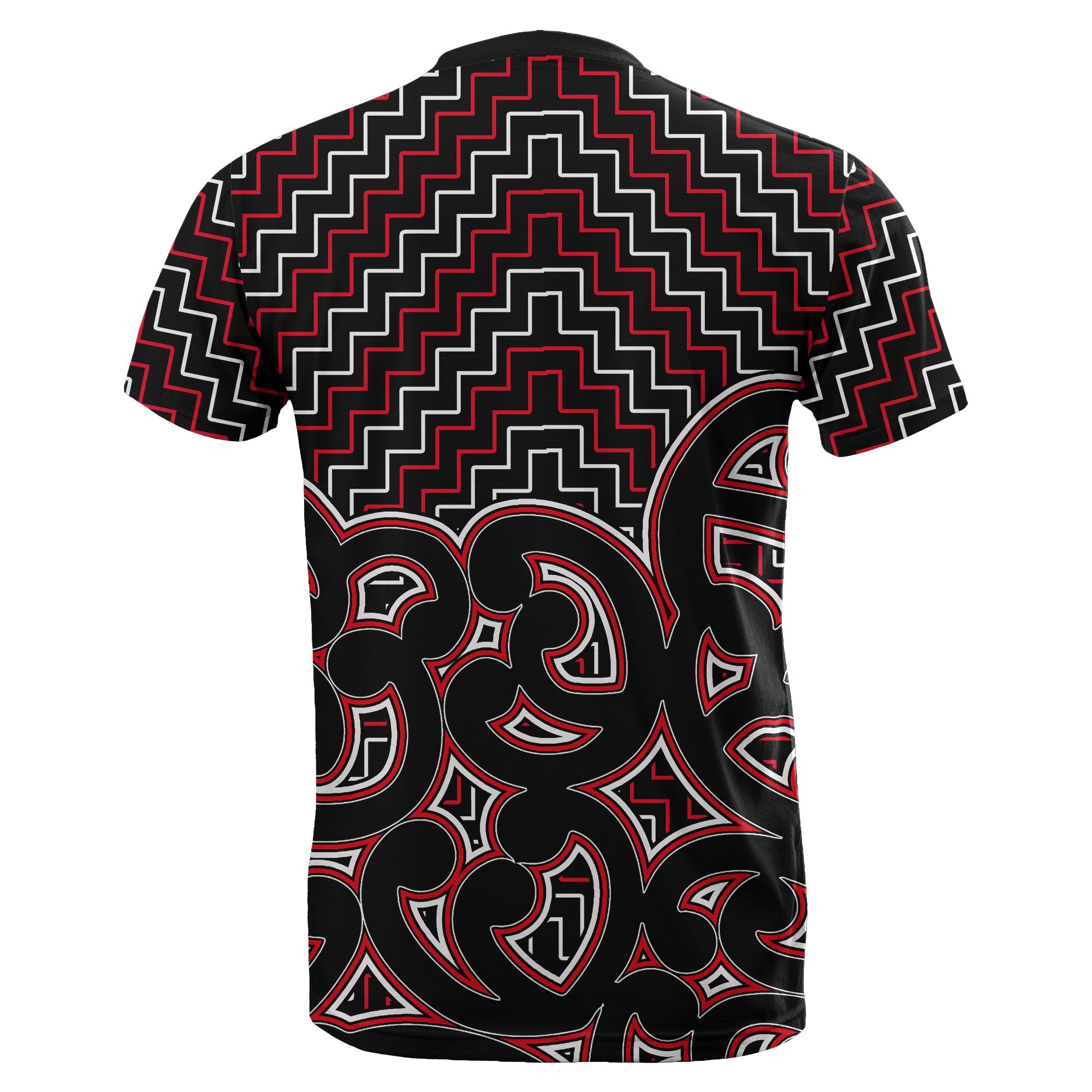 New Zealand T shirt Maori Graphic Tee patterns Red - Vibe Hoodie Shop