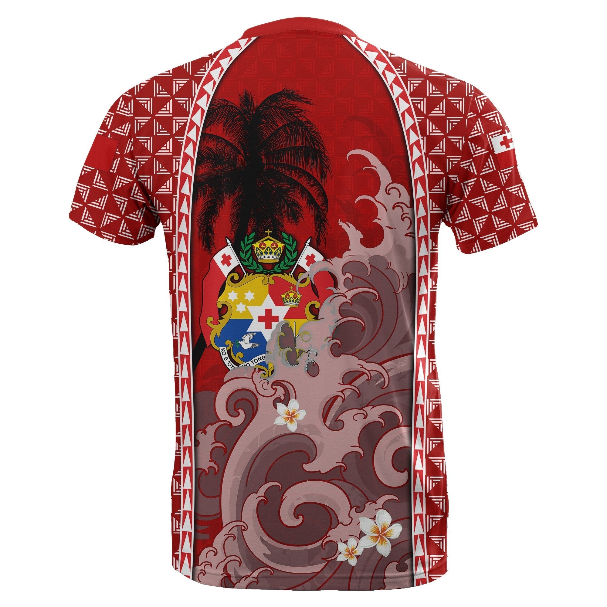 Tonga T shirt Coat Of Arms Polynesian With Hibiscus And Waves - Vibe Hoodie Shop