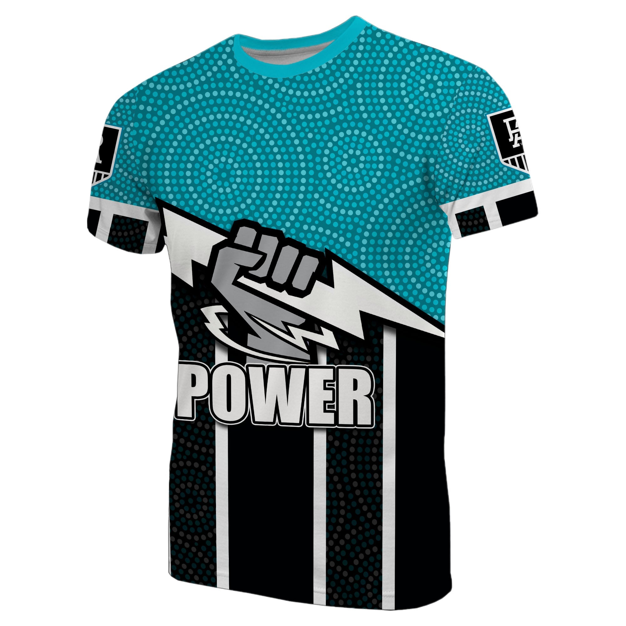 (Custom Personalised) Port Adelaide T shirt Power Aboriginal Dot Circles - Vibe Hoodie Shop