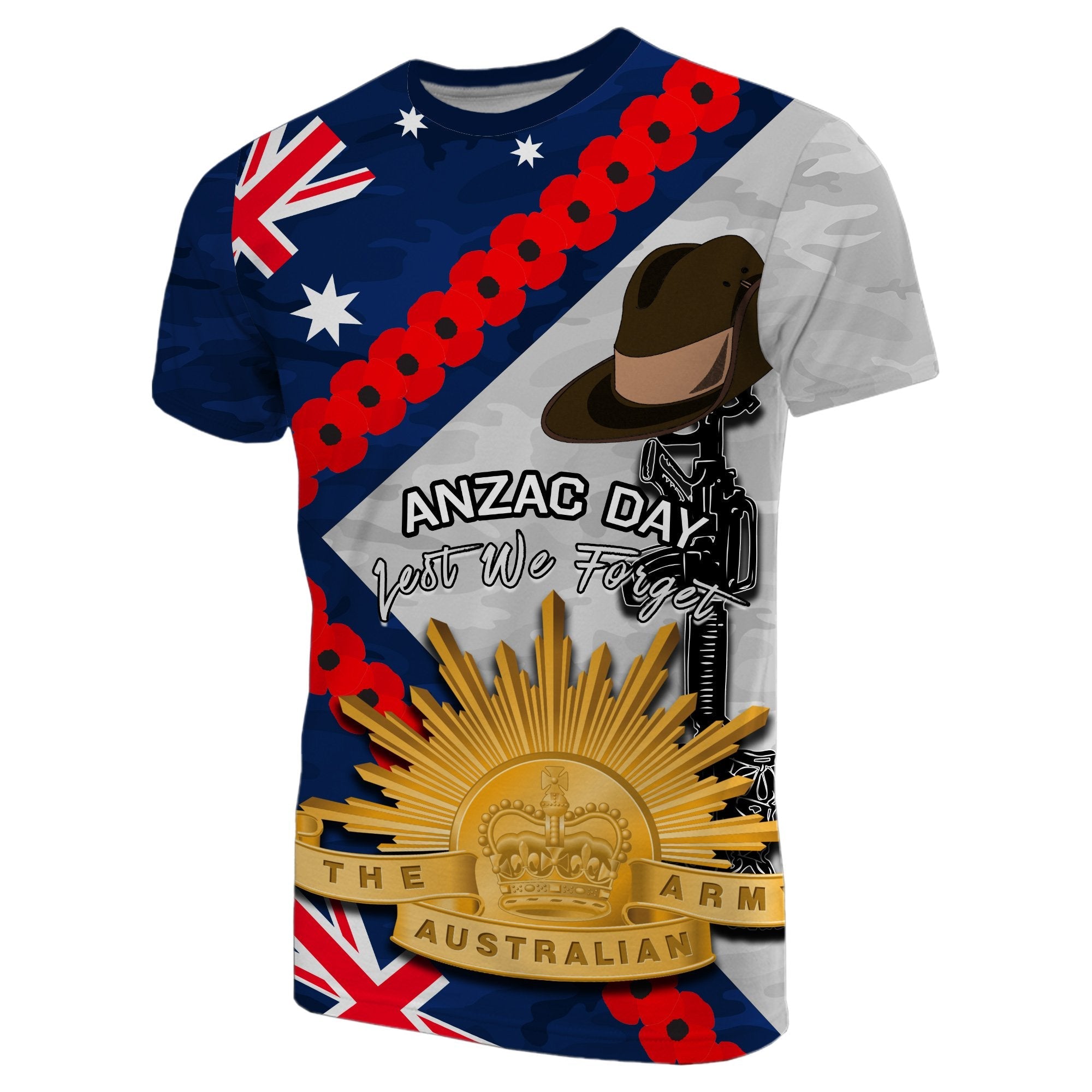 Australia Flag ANZAC Day T shirt Army - Vibe Hoodie Shop