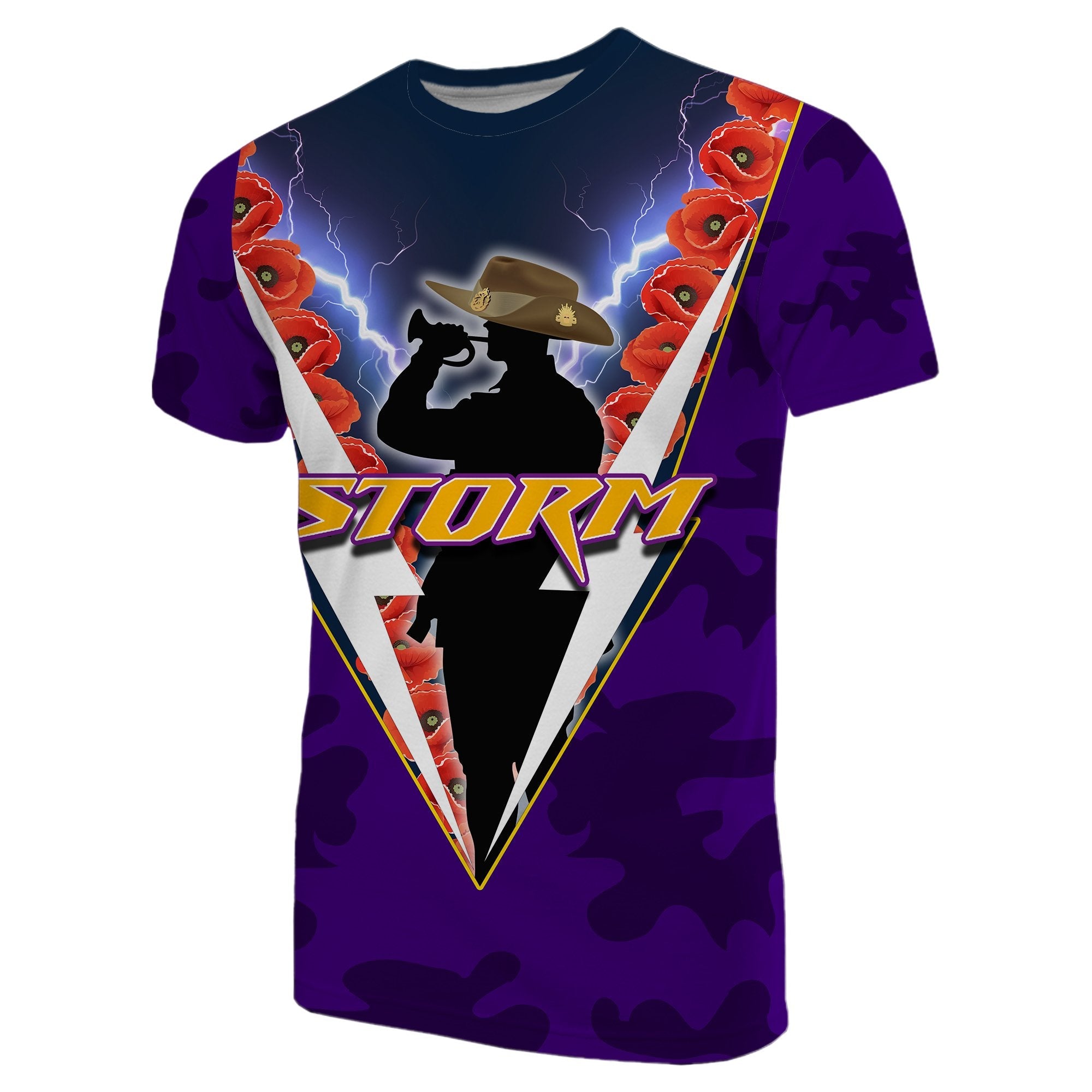 Melbourne T shirt Storm ANZACday - Vibe Hoodie Shop