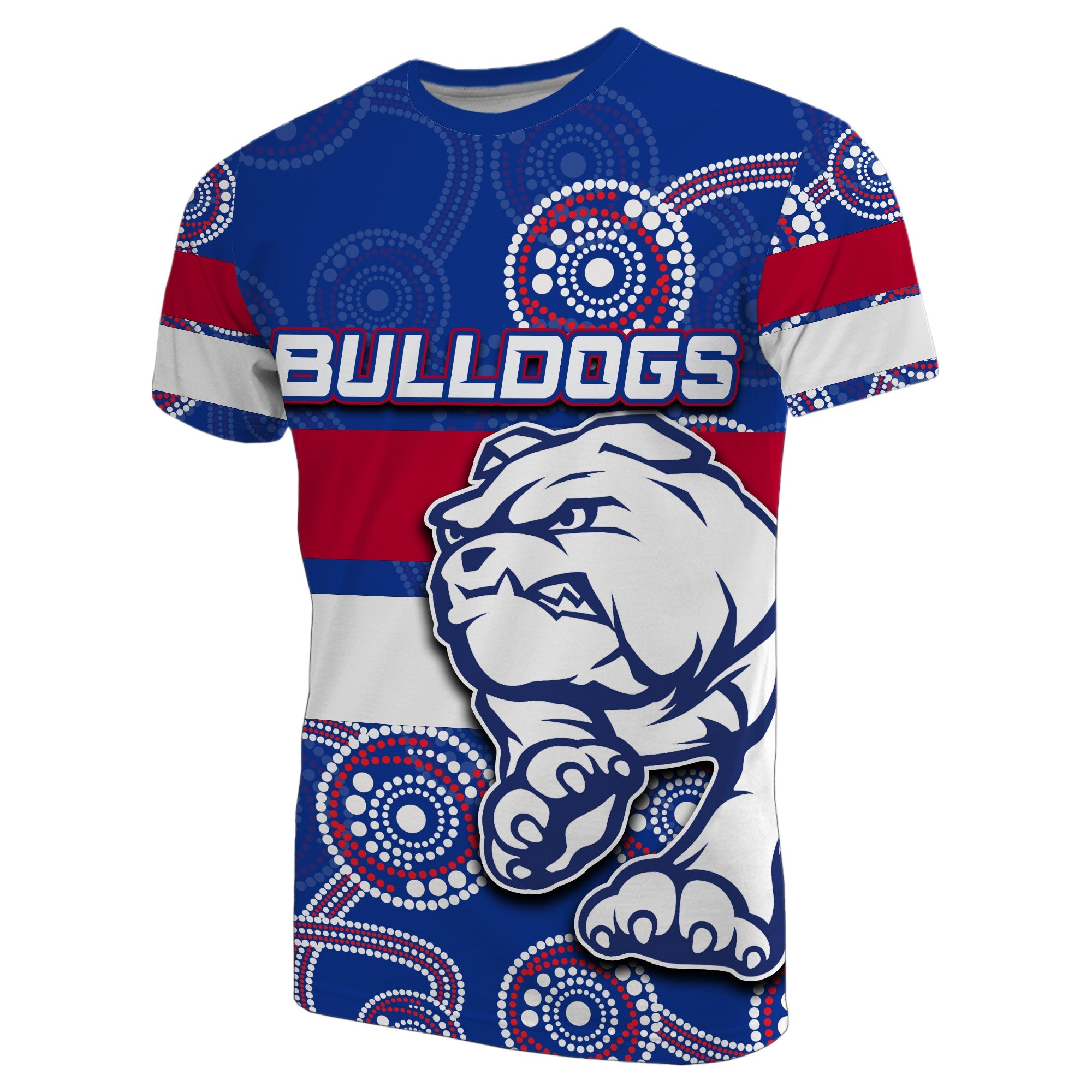 (Custom Personalised) Western Bulldogs T shirt Aboriginal Patterns - Vibe Hoodie Shop