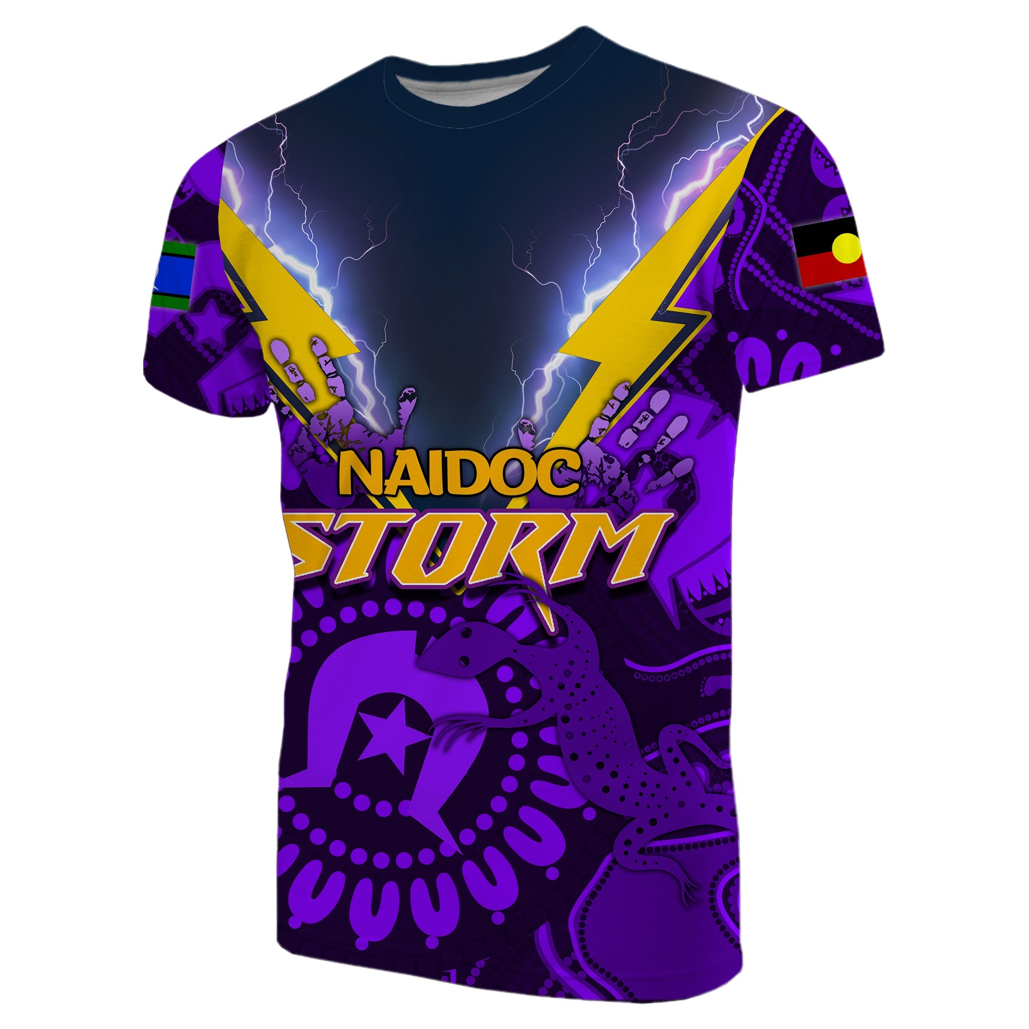 NAIDOC Melbourne Storm T shirt NAIDOC Patterns - Vibe Hoodie Shop