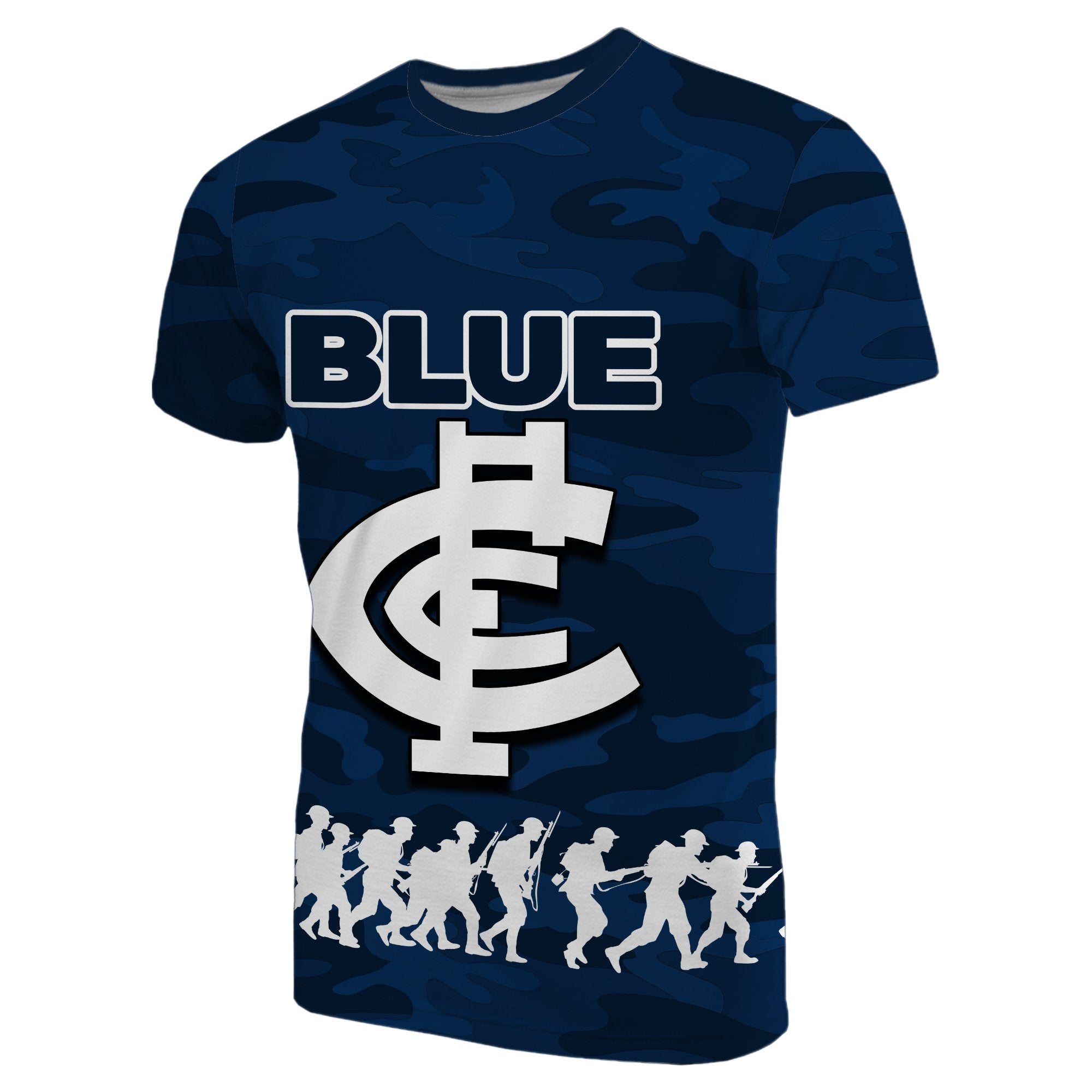 Carlton Blues T shirt ANZAC Day Army Patterns - Vibe Hoodie Shop