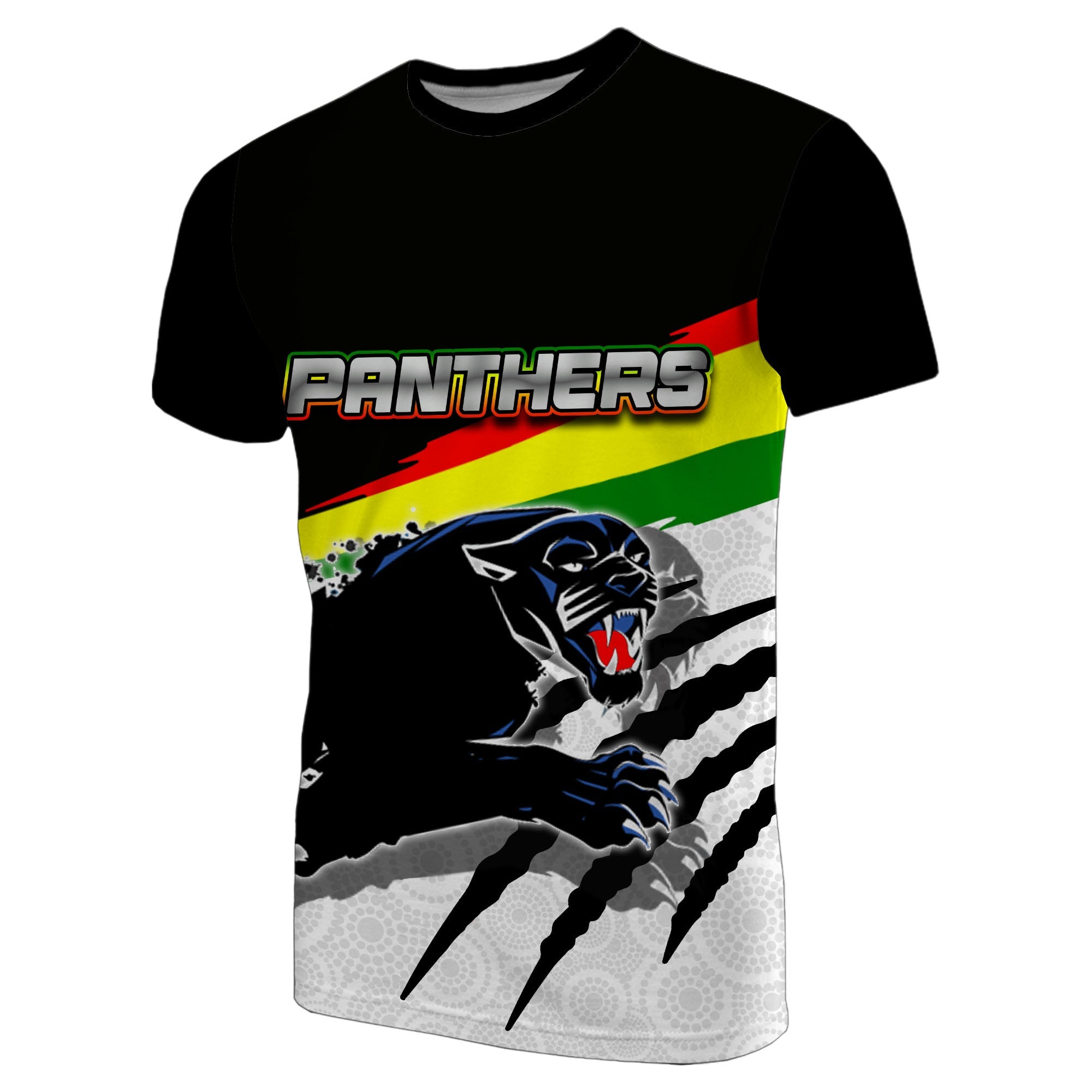 Panthers T shirt Aboriginal Dot Patterns - Vibe Hoodie Shop