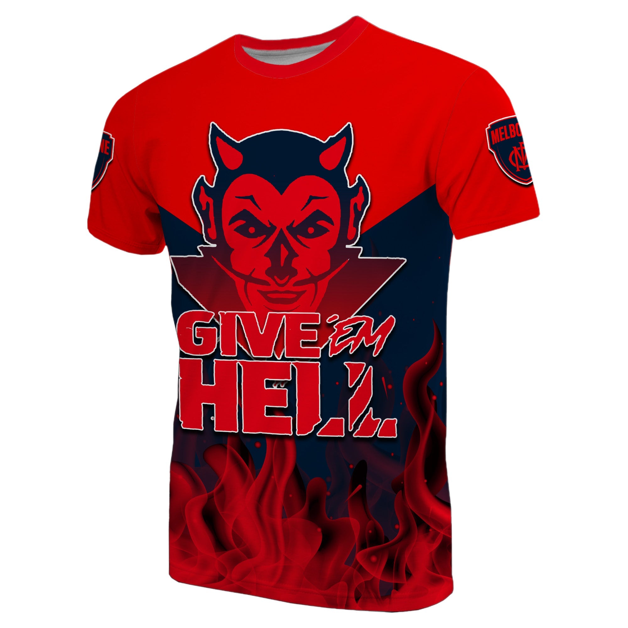 (Custom Personalised) Demons T shirt - GIVE 'EM HELL - Vibe Hoodie Shop