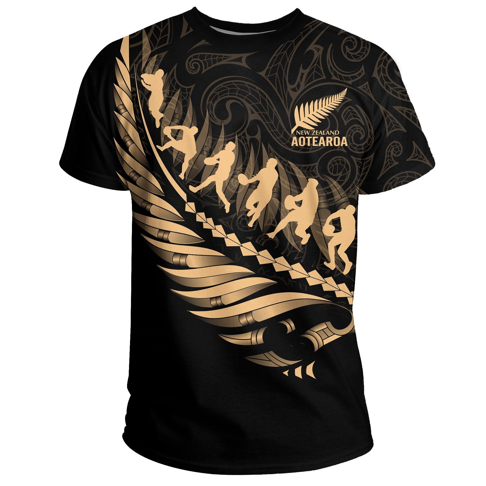 Aotearoa New Zealand T shirt - Maori Fern Rugby - Vibe Hoodie Shop