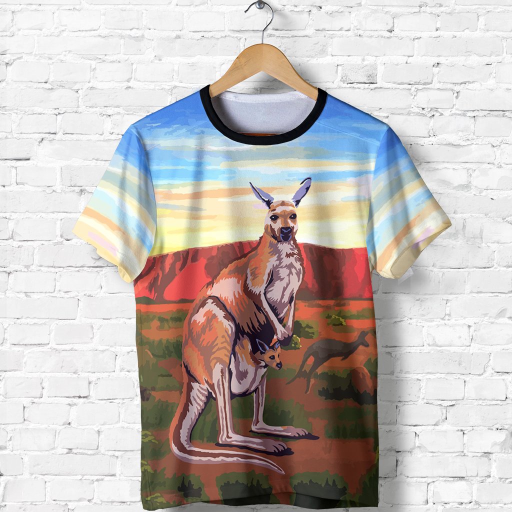 Australia T shirt - Kangaroo T shirt Uluru Landscape Art - Vibe Hoodie Shop