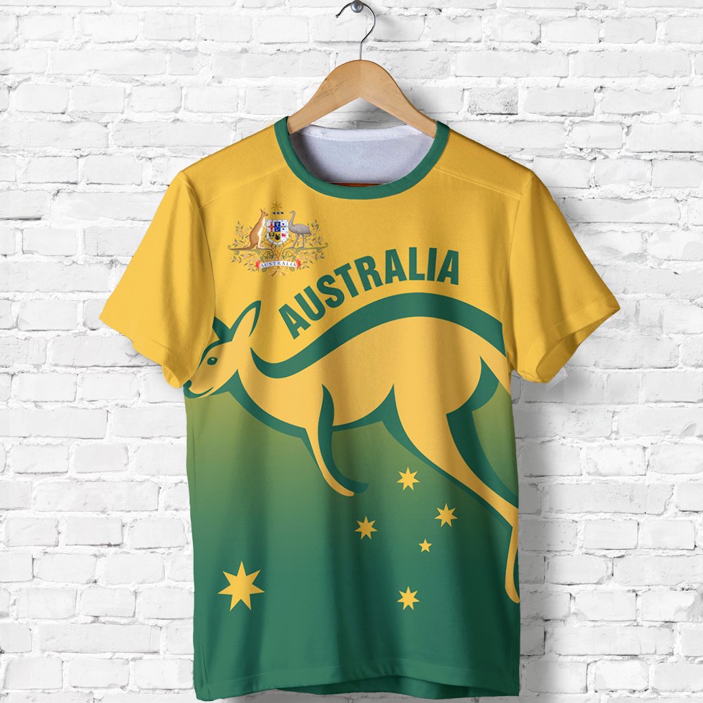 T shirt - Kangaroo T shirt Australian Coat Of Arms National Color - Unisex - Vibe Hoodie Shop