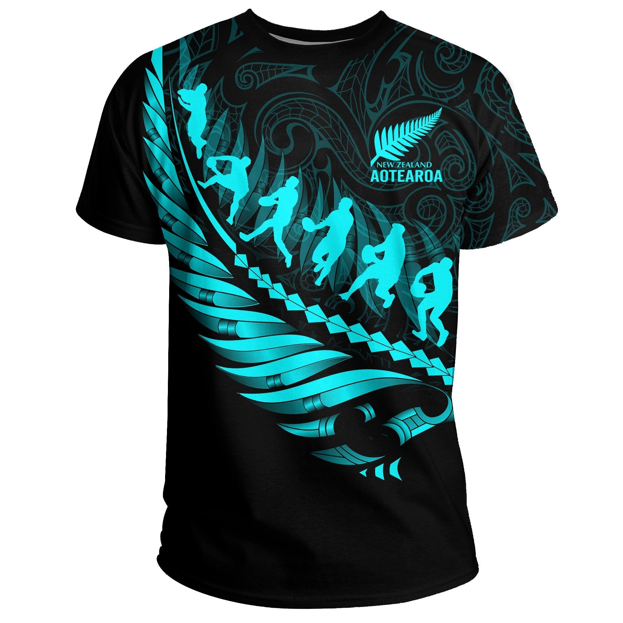 Aotearoa New Zealand T shirt - Maori Fern Rugby - Vibe Hoodie Shop