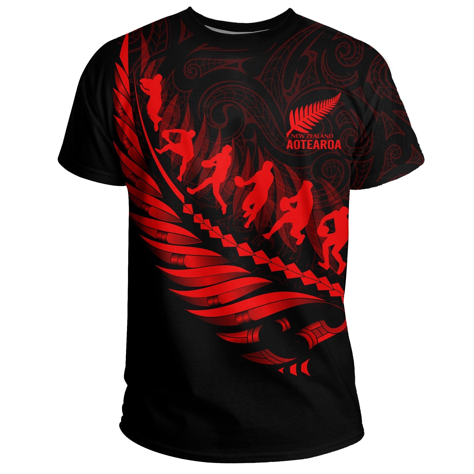 Aotearoa New Zealand T shirt - Maori Fern Rugby - Vibe Hoodie Shop