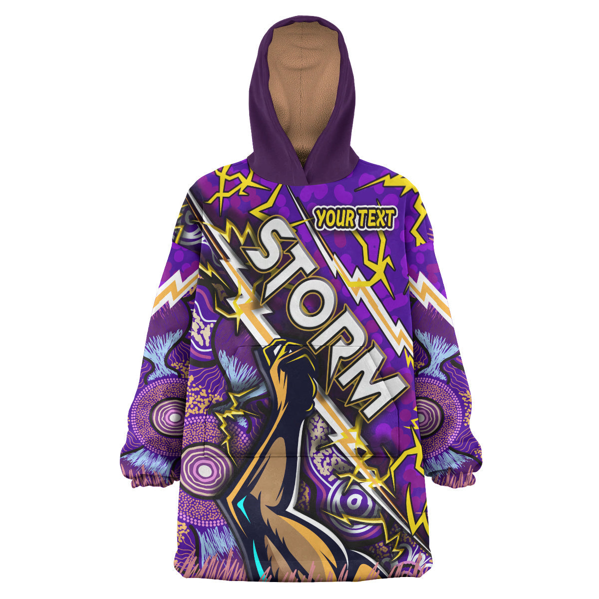 Storm Rugby Snug Hoodie - Custom Storm Thunder With Aboriginal Dot Painting Pattern Wearable Blanket Hoodie RLT14 - Vibe Hoodie Shop