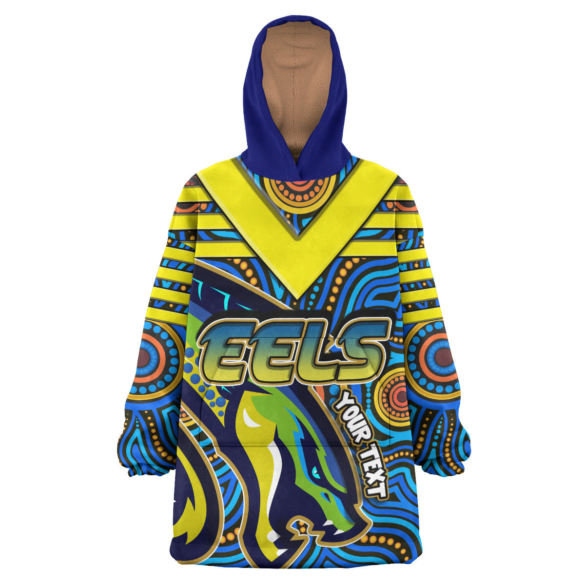Eels Rugby Snug Hoodie - Custom Electric Eel With Aboriginal Patterns Wearable Blanket Hoodie RLT14 - Vibe Hoodie Shop