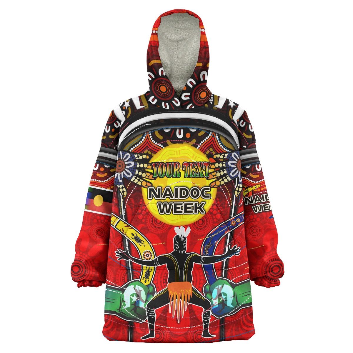 Australia NAIDOC Week 2023 Wearable Blanket Hoodie- Custom Celebrate Naidoc Week Aboriginal Inspired Culture "Get up, Stand up, Show up," Wearable Blanket Hoodie - Vibe Hoodie Shop