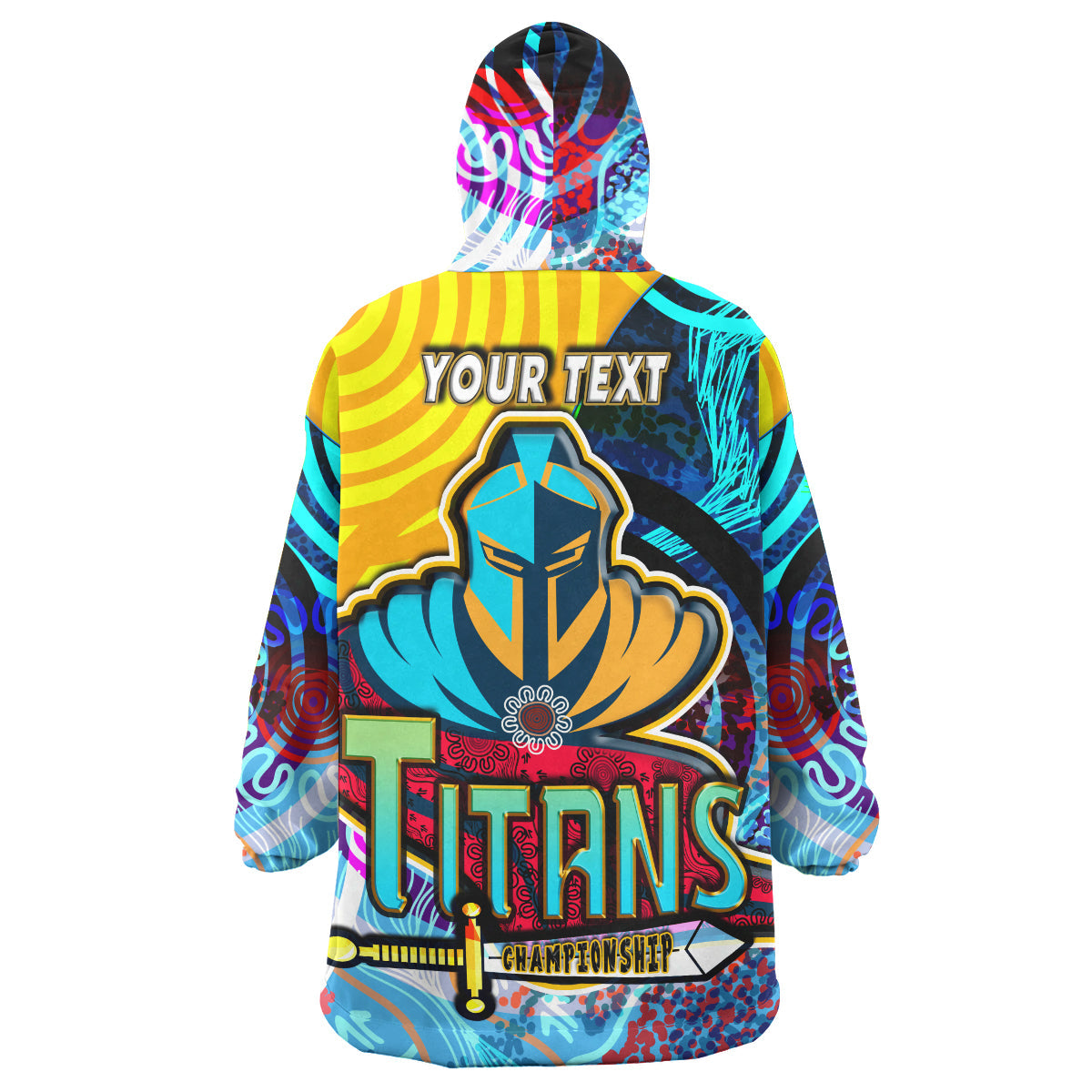 NRLW Titans Rugby Snug Hoodie - Custom Titans Women's Rugby League Aboriginal Dot Painting Player And Number Woman Wearable Blanket Hoodie - Vibe Hoodie Shop