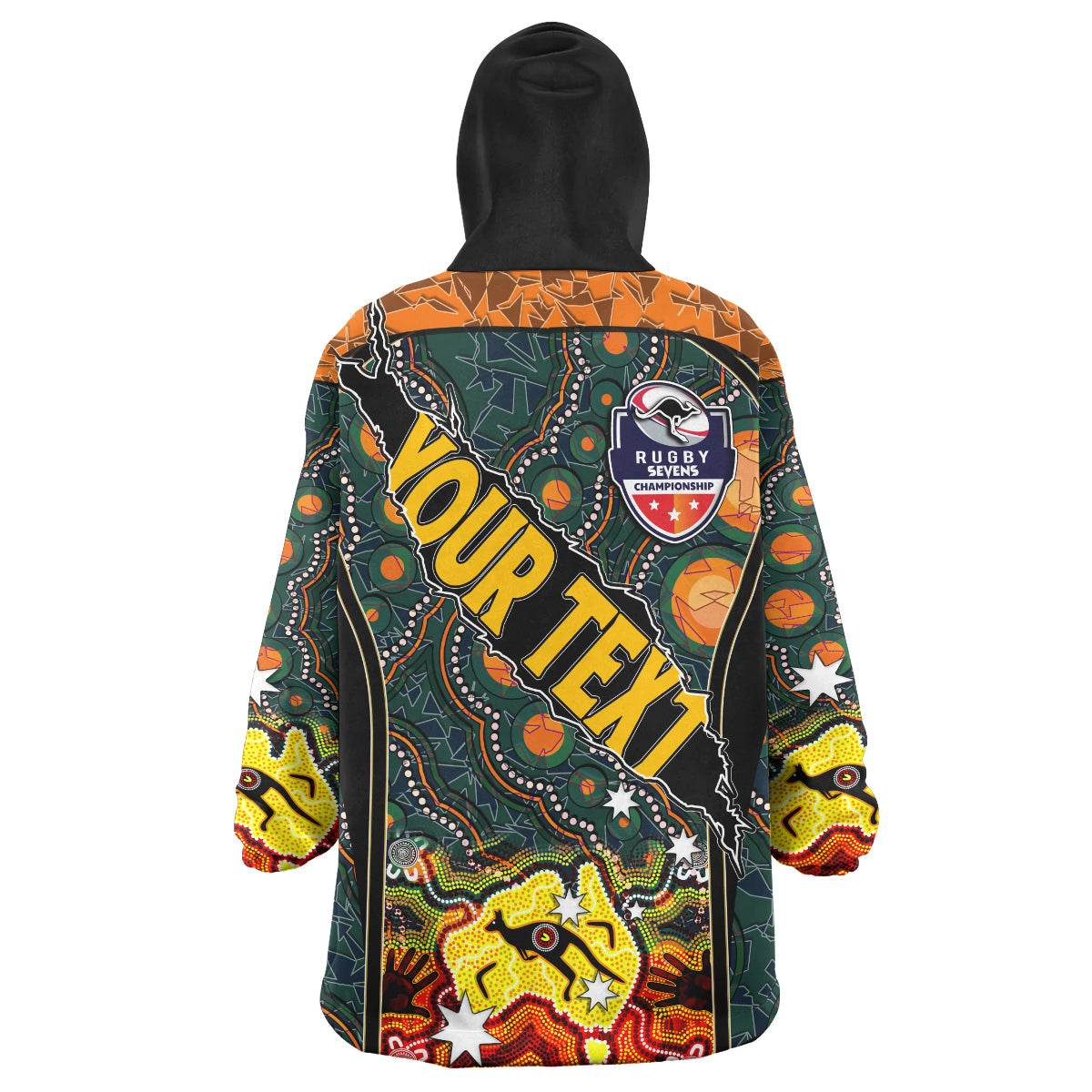 Australian Rugby Sevens Men's Squad Snug Hoodie - Custom Australia Rugby Championship Aboriginal Culture Personalised Player And Number Wearable Blanket Hoodie - Vibe Hoodie Shop
