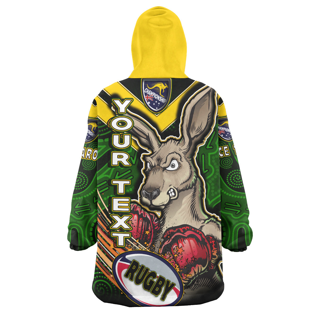 Kangaroos Rugby Snug Hoodie - Custom Kangaroo Rugby League Sport Style Aboriginal Culture Personalised Player And Number Wearable Blanket Hoodie - Vibe Hoodie Shop