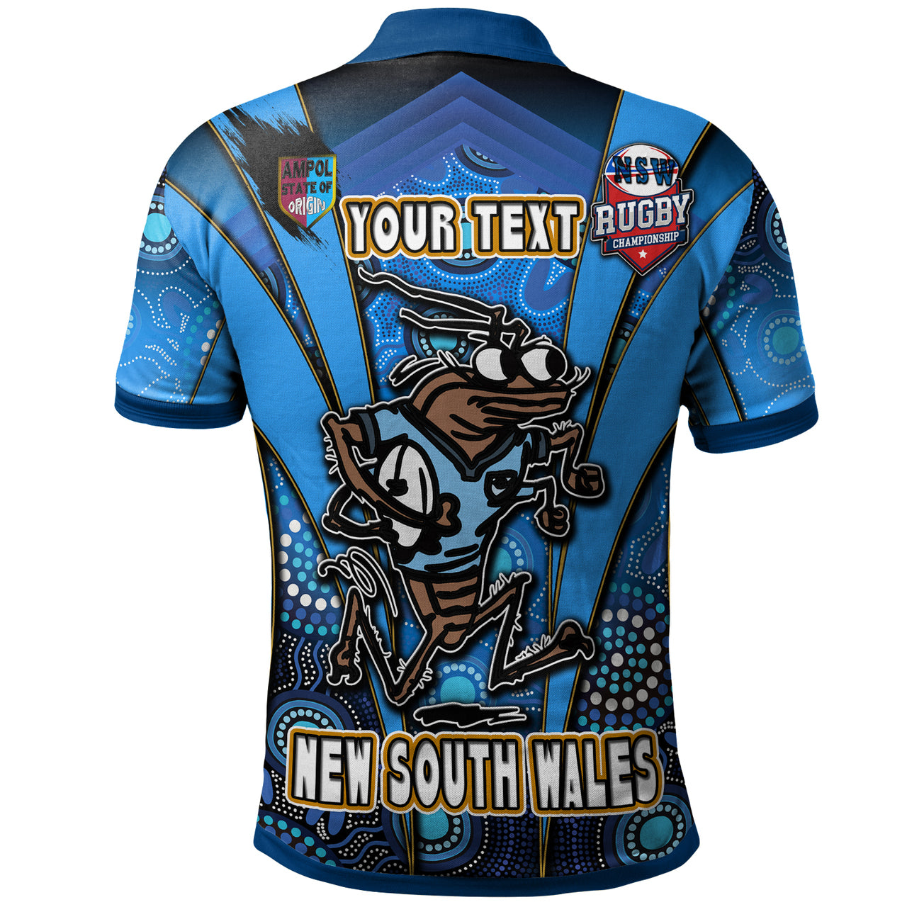 New South Wales Rugby League Team Polo Shirt - Custom New South Wales Blues Mascot With Aboriginal Art STATE OF ORIGIN Polo Shirt RLT12 - Vibe Hoodie Shop