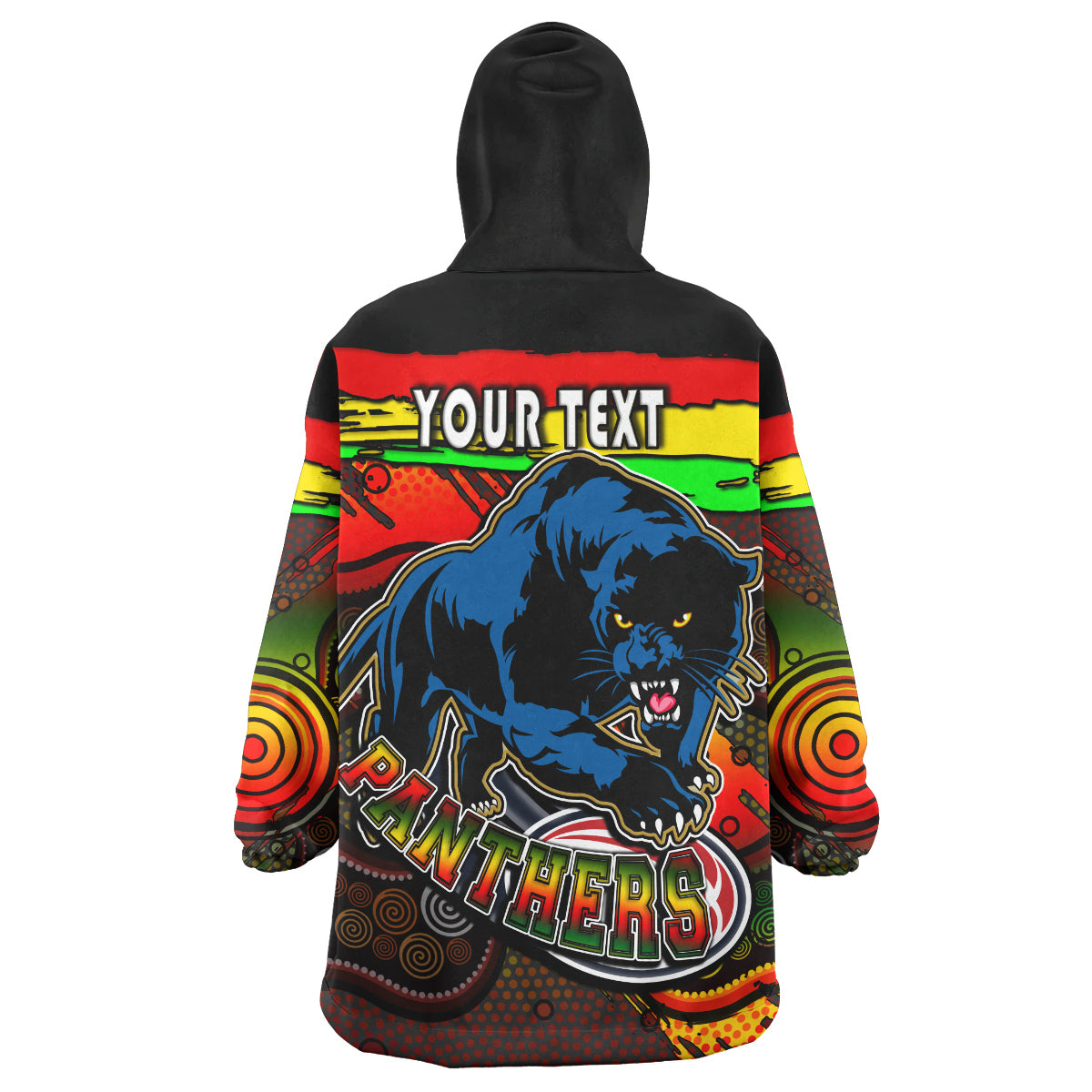 Panthers Rugby Snug Hoodie - Custom Panther With Aboriginal Style Of Dot Painting Personalised Player And Number Wearable Blanket Hoodie RLT14 - Vibe Hoodie Shop
