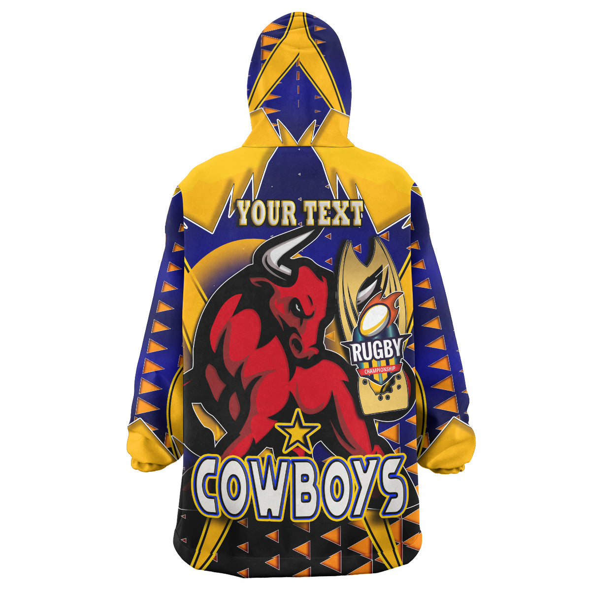Cowboys Rugby Snug Hoodie - Custom Bull Rugby Cup Final Series Champions Sport Style Personalised Player And Number Wearable Blanket Hoodie - Vibe Hoodie Shop