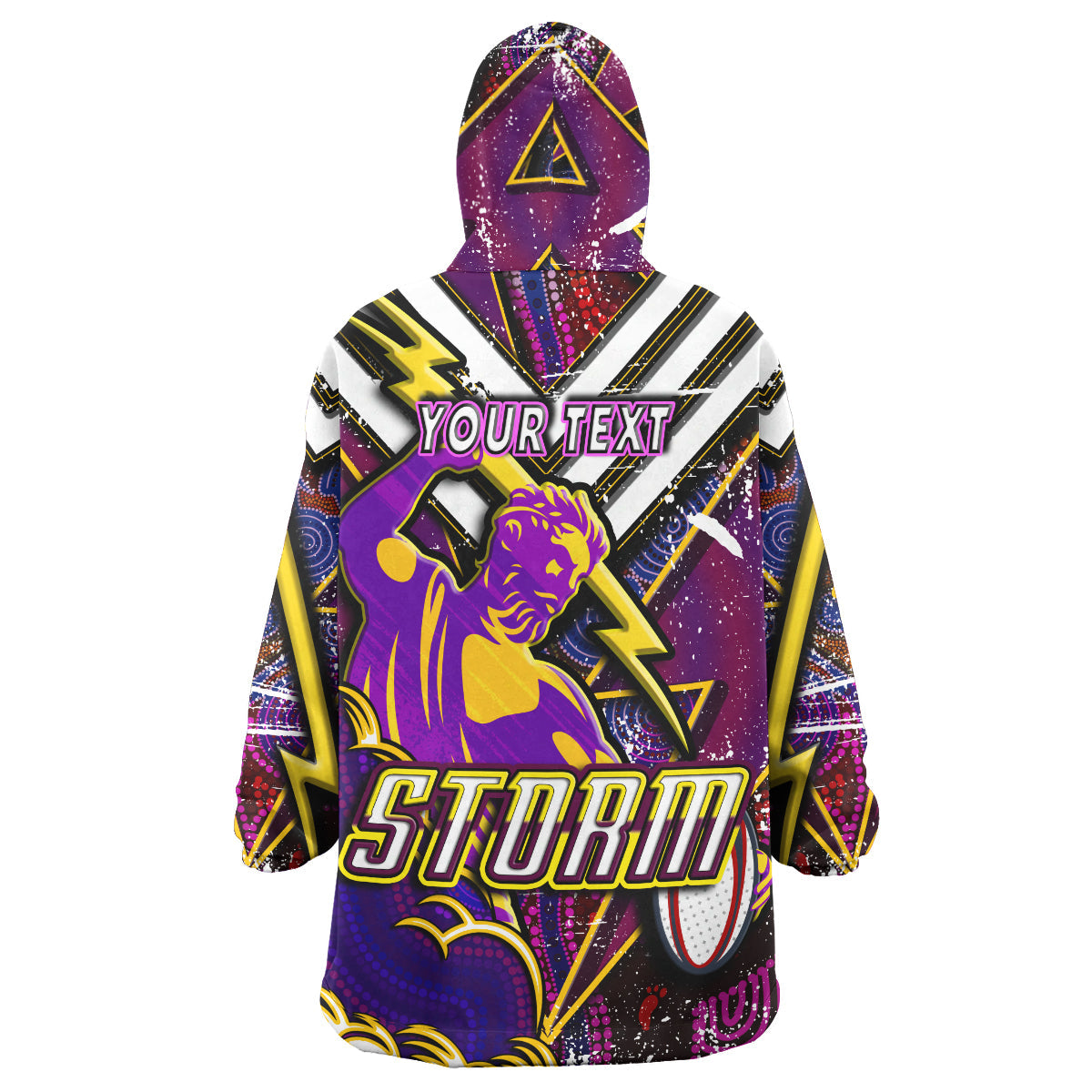 Storm Rugby Snug Hoodie - Custom Storm And Thunder Aboriginal Style Of Dot Background Personalised Player And Number Wearable Blanket Hoodie RLT14 - Vibe Hoodie Shop