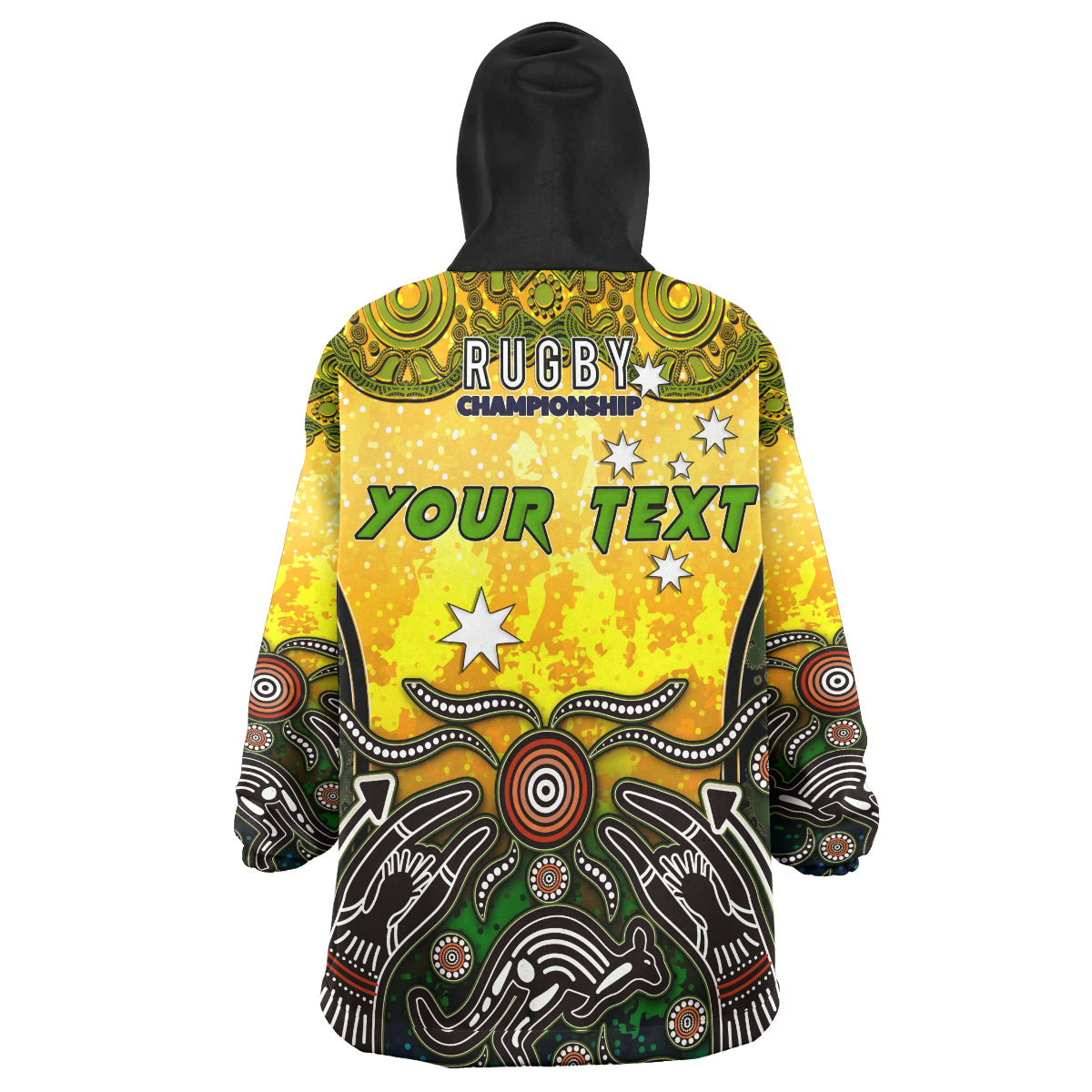 Australian Rugby Sevens Men's Squad Snug Hoodie - Custom Australia Coat Of Arms Aboriginal Culture Personalised Player And Number Wearable Blanket Hoodie - Vibe Hoodie Shop