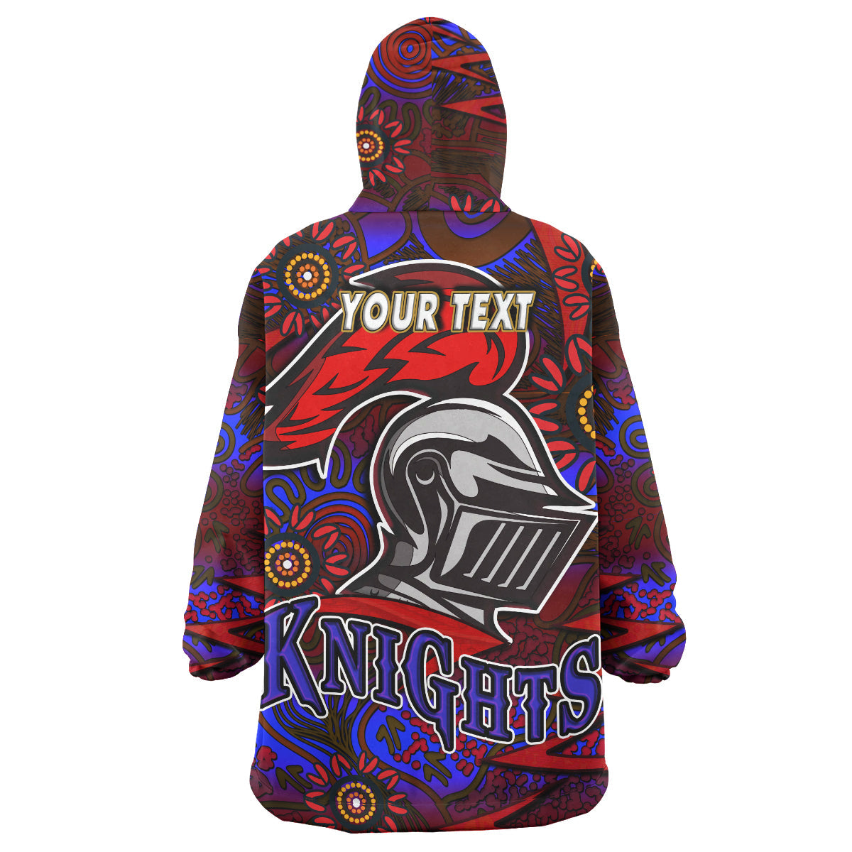NRLW Knights Rugby Snug Hoodie - Custom Knights Women's Rugby League Aboriginal Style Player And Number Woman Wearable Blanket Hoodie - Vibe Hoodie Shop