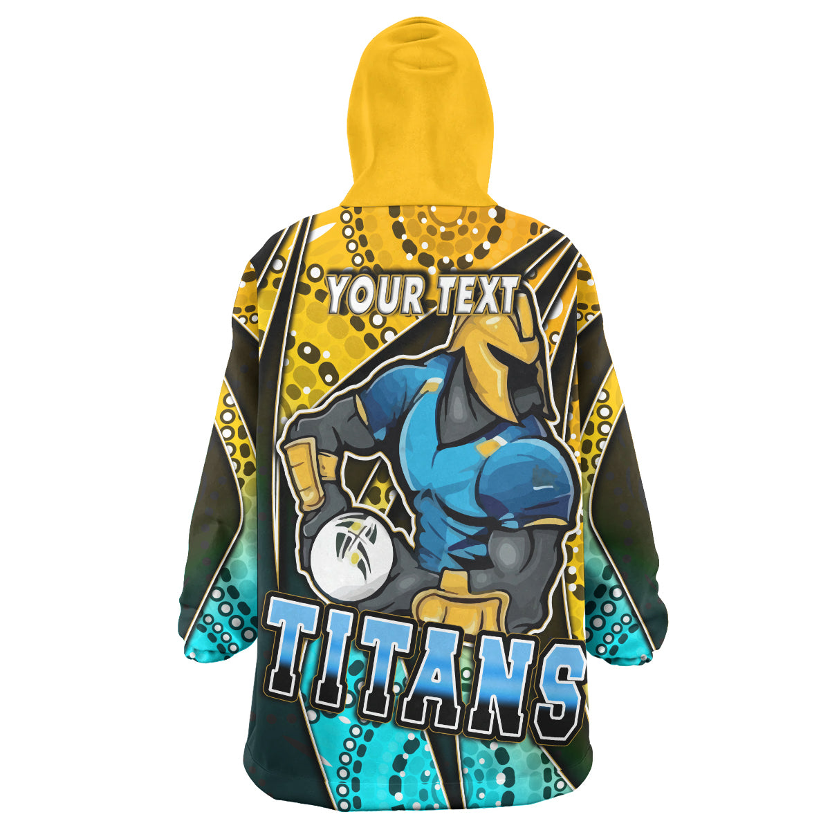 Titans Rugby Snug Hoodie - Custom Titans Rugby Ball Aboriginal Style Personalised Player And Number Wearable Blanket Hoodie - Vibe Hoodie Shop