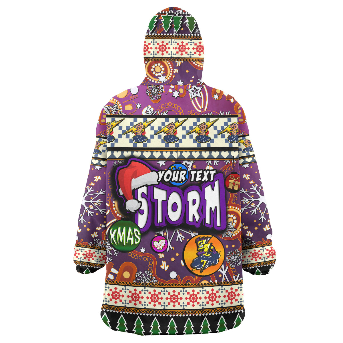 Storm Rugby Christmas Snug Hoodie - Custom Xmas Storm Christmas Balls, Snowflake With Aboriginal Patterns Wearable Blanket Hoodie - Vibe Hoodie Shop