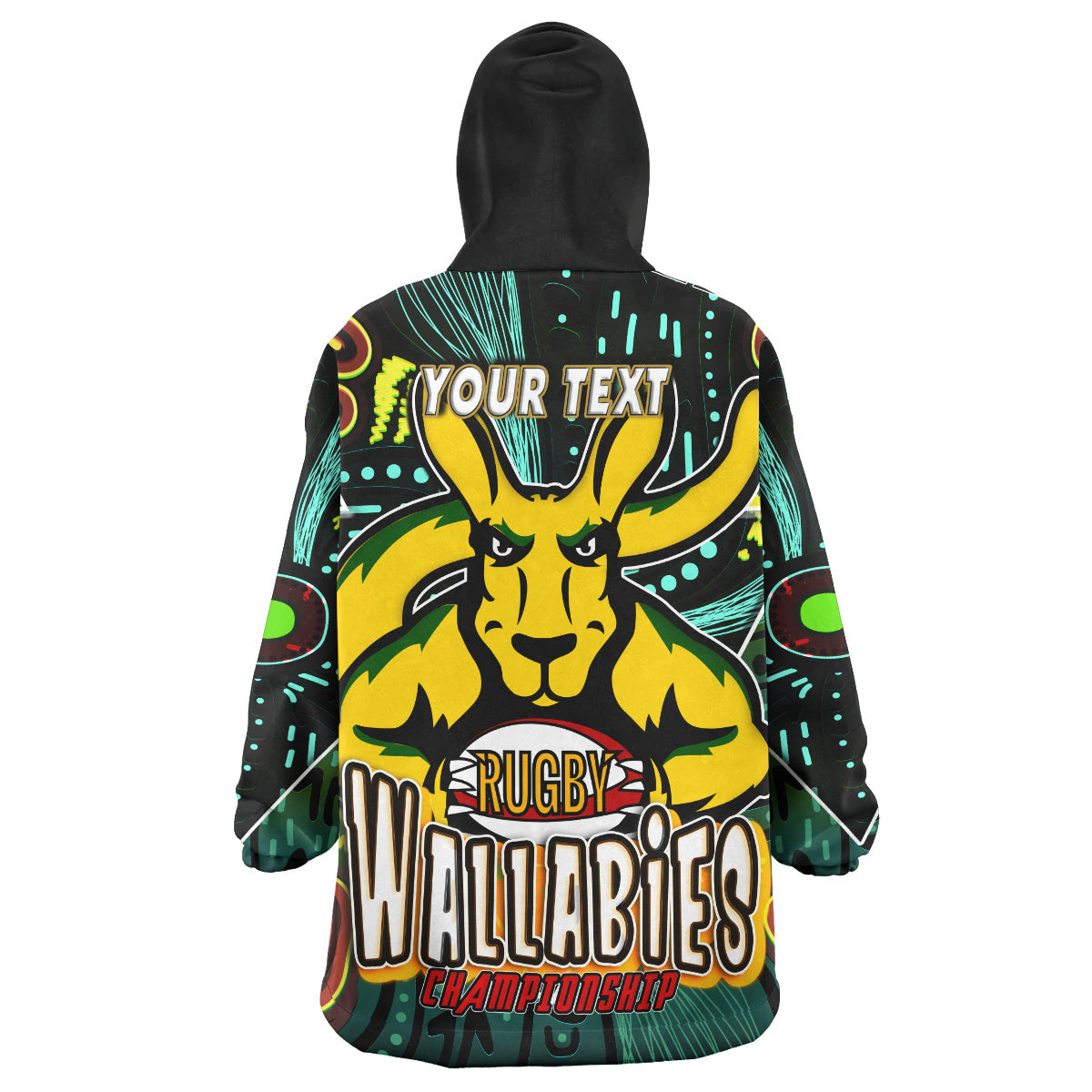Wallabies Rugby Snug Hoodie - Custom Kangaroo Rugby Championship Sport Aboriginal Culture Personalised Player And Number Wearable Blanket Hoodie - Vibe Hoodie Shop