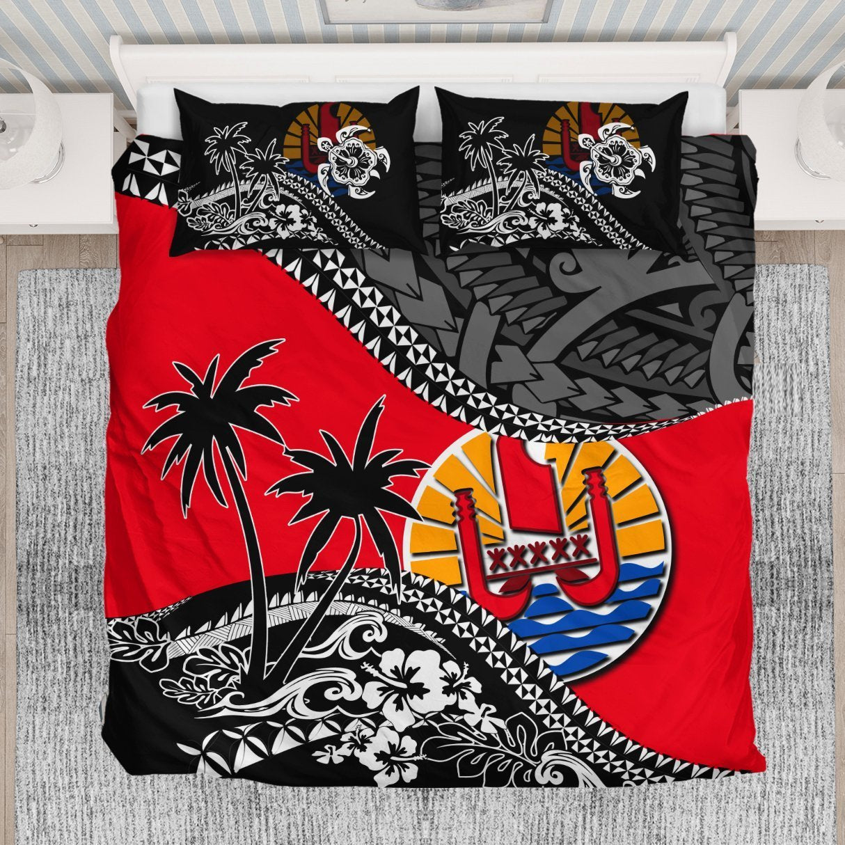 French Polynesia Bedding Set Fall In The Wave - Vibe Hoodie Shop