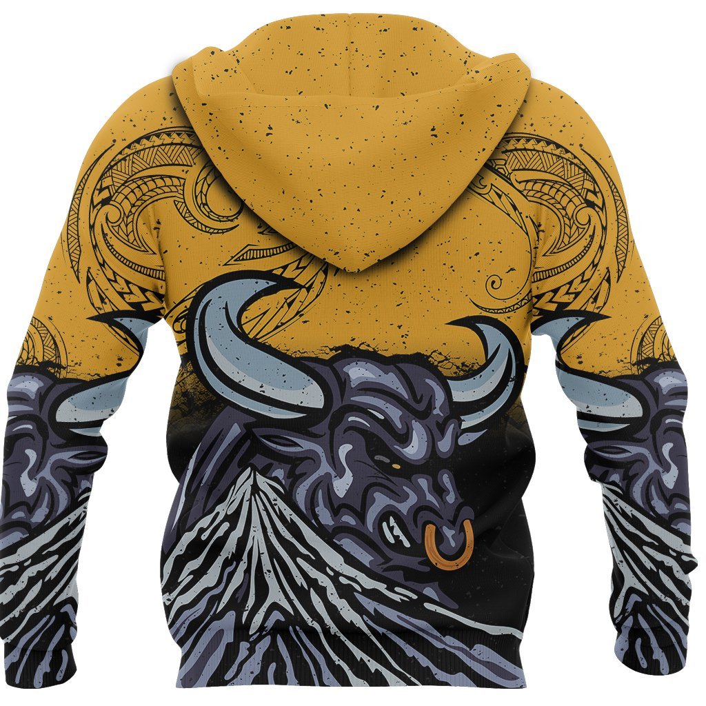 New Zealand Taranaki Zip Up Hoodie, Maori Bull Zipper Hoodie - Vibe Hoodie Shop