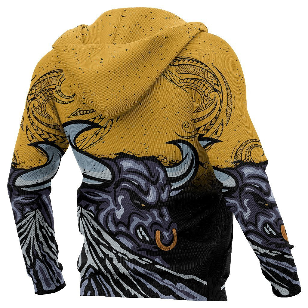 New Zealand Taranaki Zip Up Hoodie, Maori Bull Zipper Hoodie - Vibe Hoodie Shop