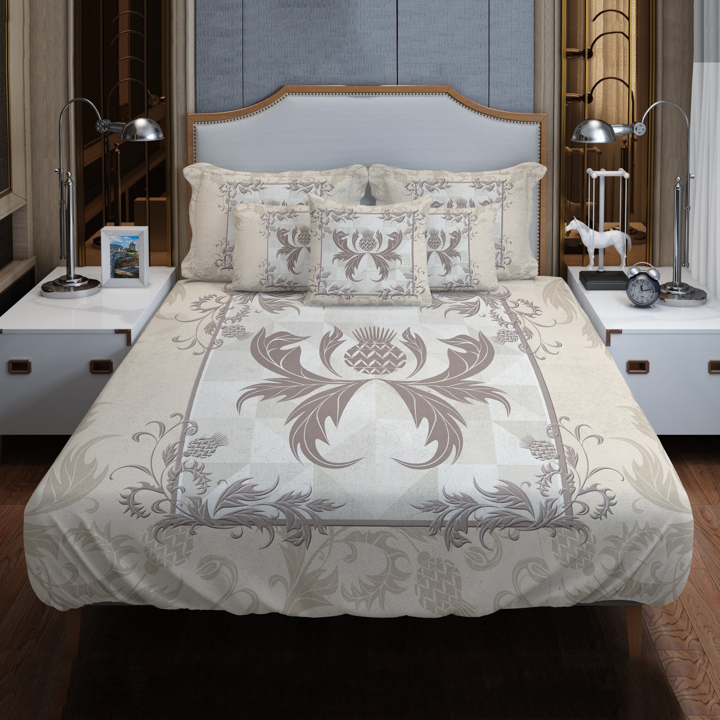 Thistle Scotland Bedding Set Creme - Vibe Hoodie Shop