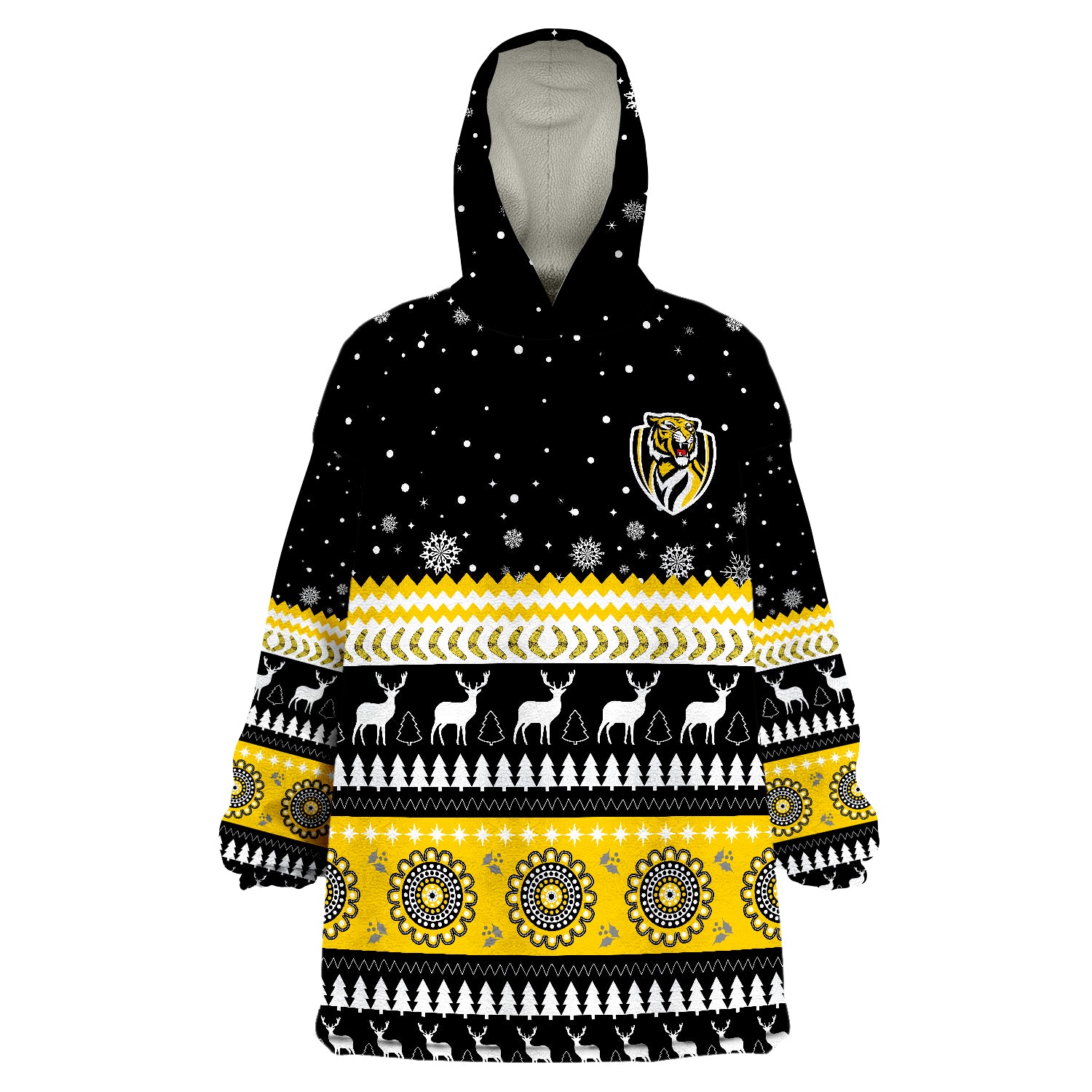 Tigers Christmas Indigenous Richmond Football Wearable Blanket Hoodie - Vibe Hoodie Shop