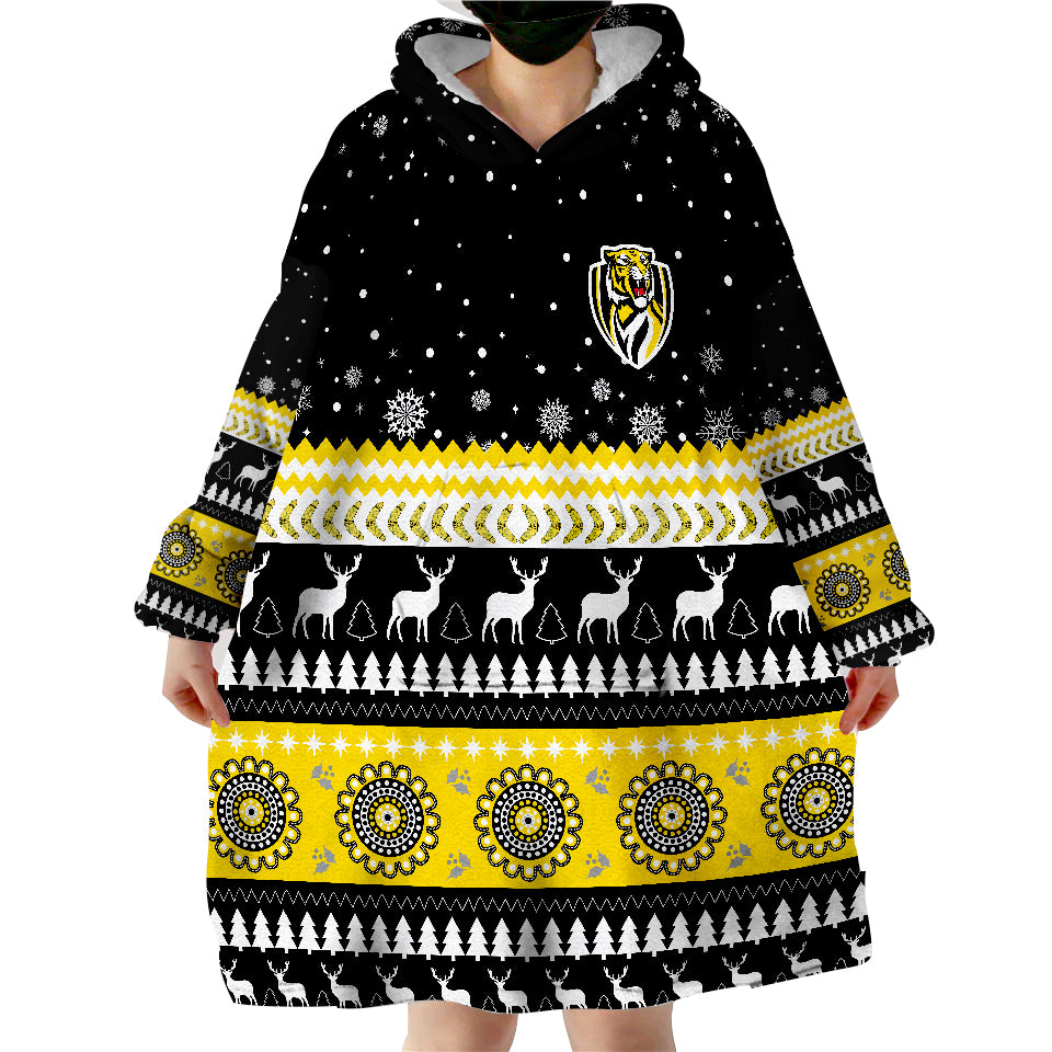 Tigers Christmas Indigenous Richmond Football Wearable Blanket Hoodie - Vibe Hoodie Shop