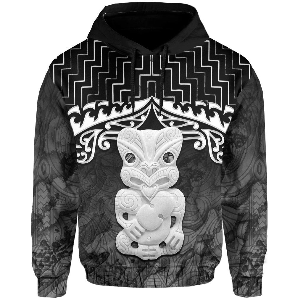 New Zealand Hoodie, Poutama Maori Hei Tiki Pullover Hoodie Black - Vibe Hoodie Shop