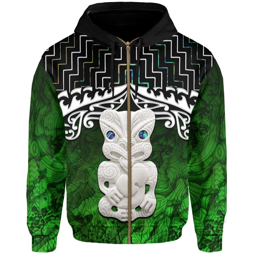 New Zealand Maori Zip Up Hoodie, Poutama Hei Tiki Zipper Hoodie - Vibe Hoodie Shop